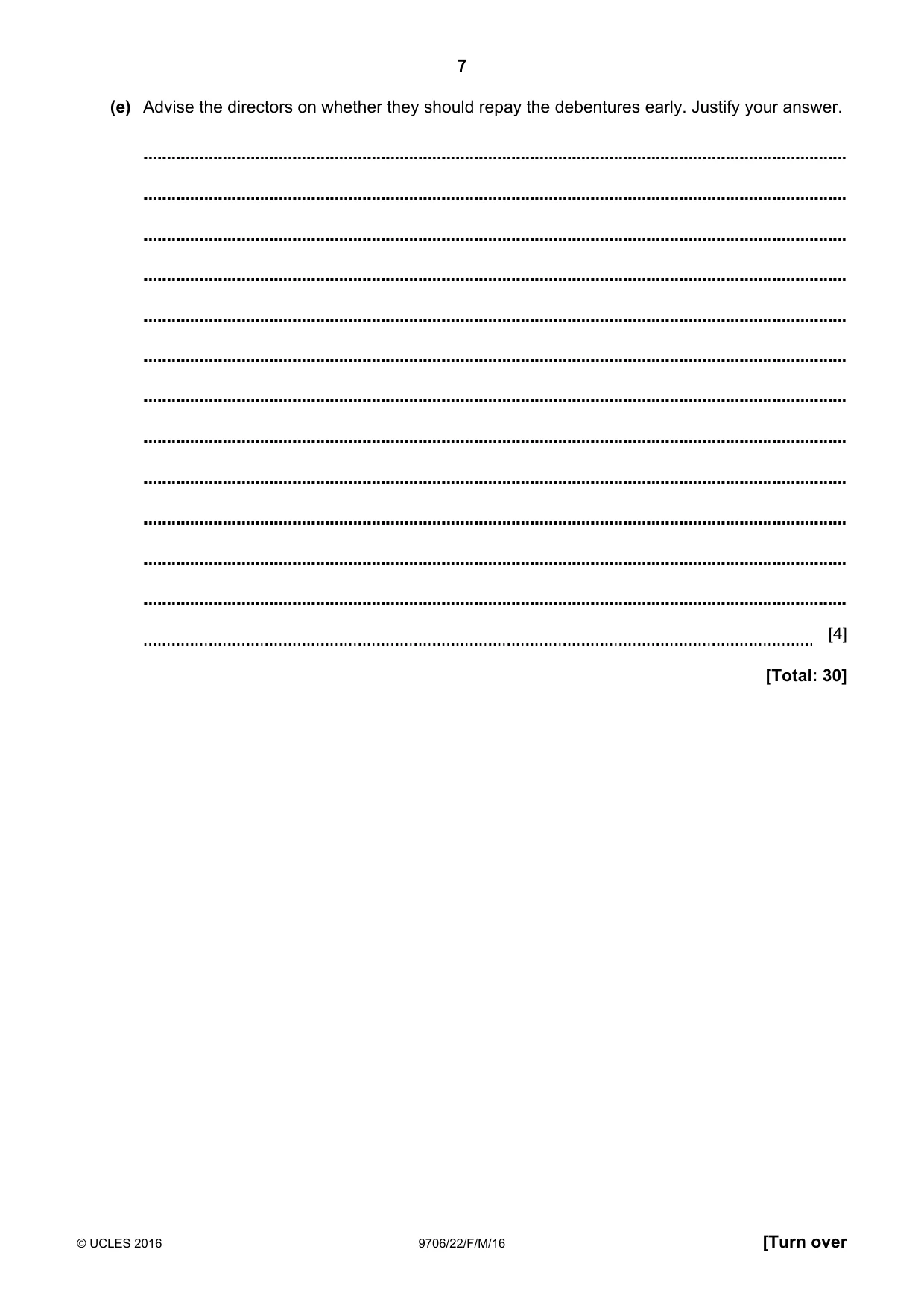 Cambridge A Level Accounting 9706 2016 Feb/March Paper 2 · Variant 2 question paper, page 7 of 20
