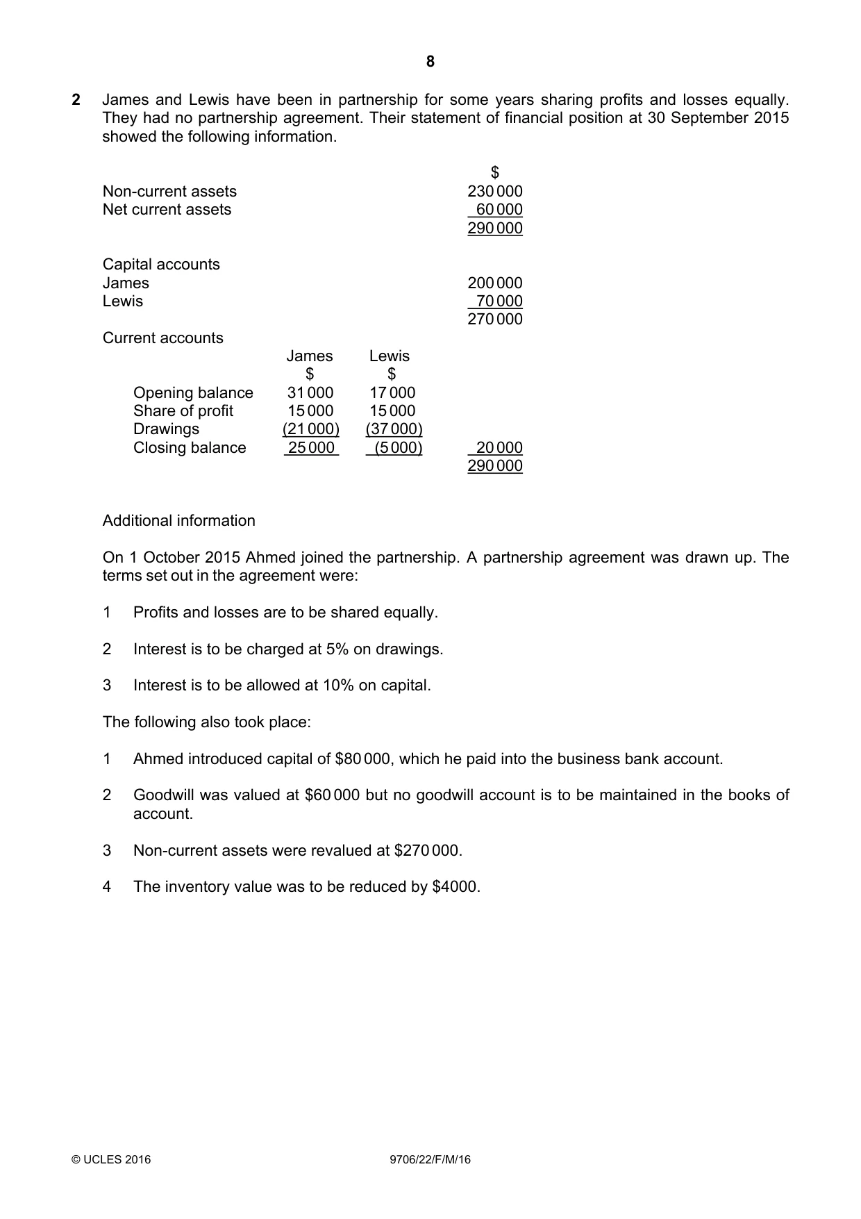 Cambridge A Level Accounting 9706 2016 Feb/March Paper 2 · Variant 2 question paper, page 8 of 20