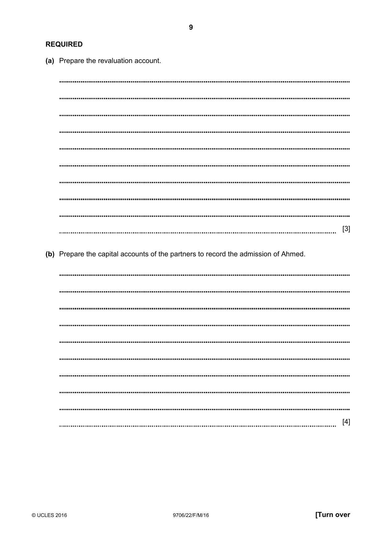 Cambridge A Level Accounting 9706 2016 Feb/March Paper 2 · Variant 2 question paper, page 9 of 20