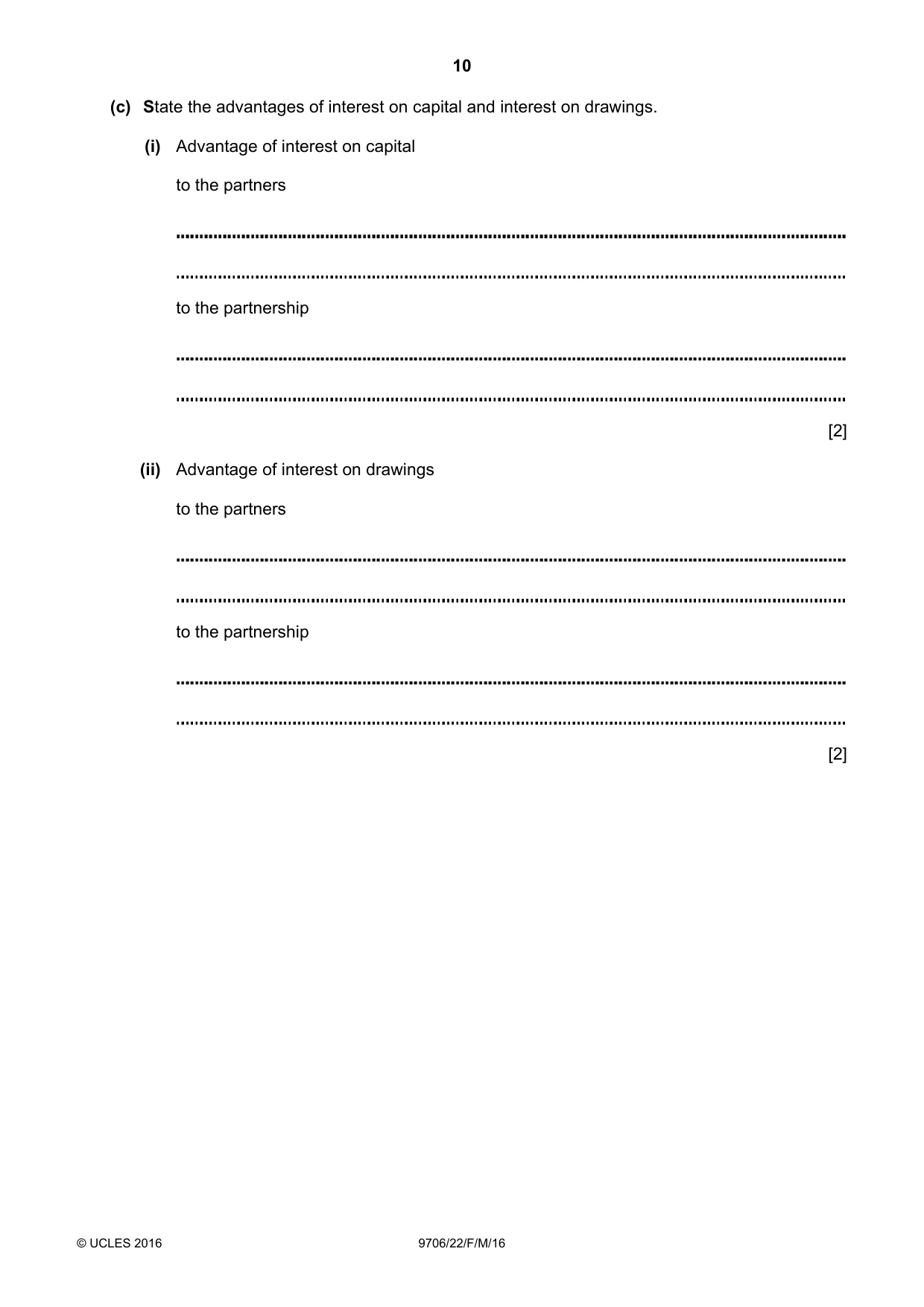 Cambridge A Level Accounting 9706 2016 Feb/March Paper 2 · Variant 2 question paper, page 10 of 20