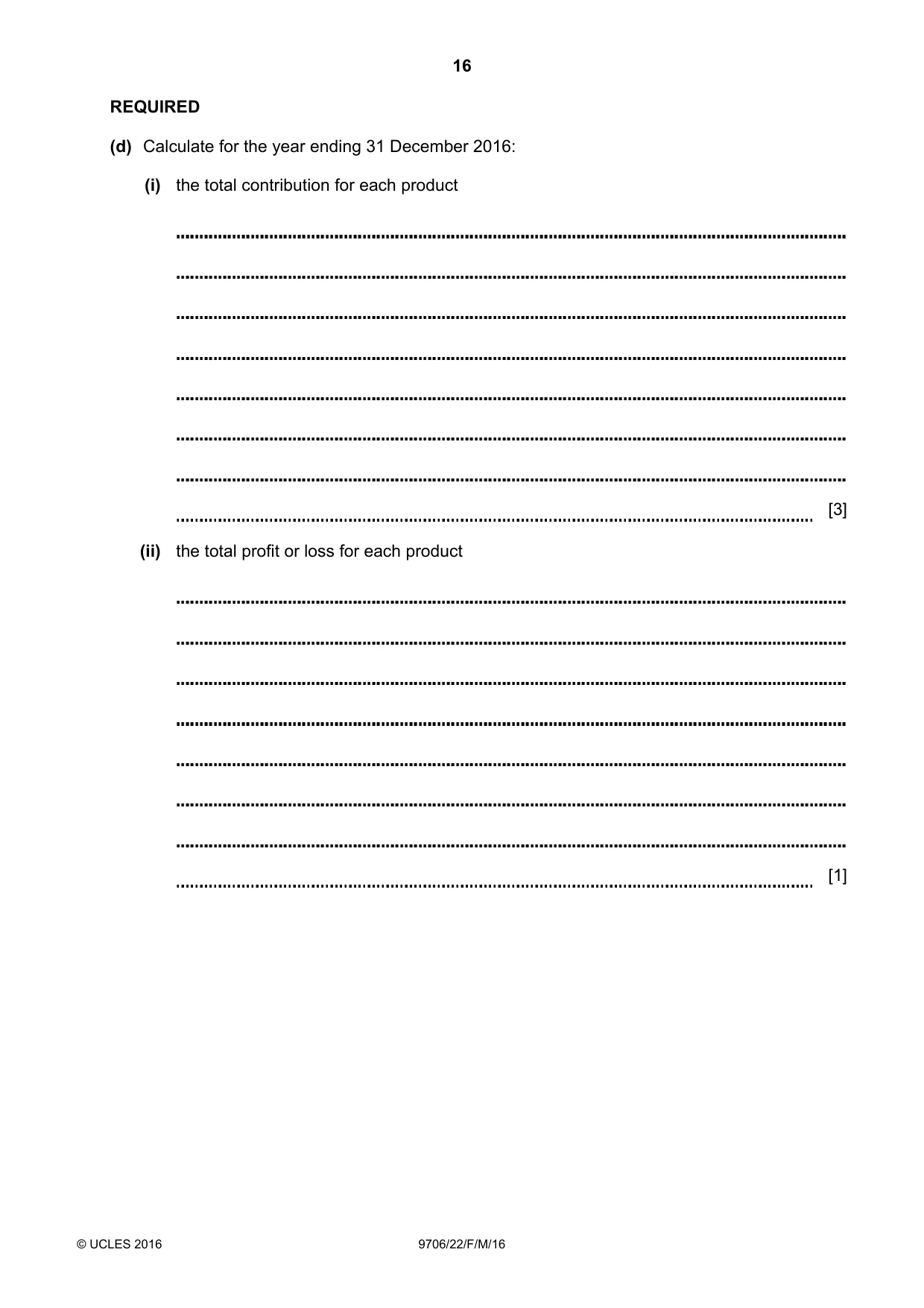 Cambridge A Level Accounting 9706 2016 Feb/March Paper 2 · Variant 2 question paper, page 16 of 20