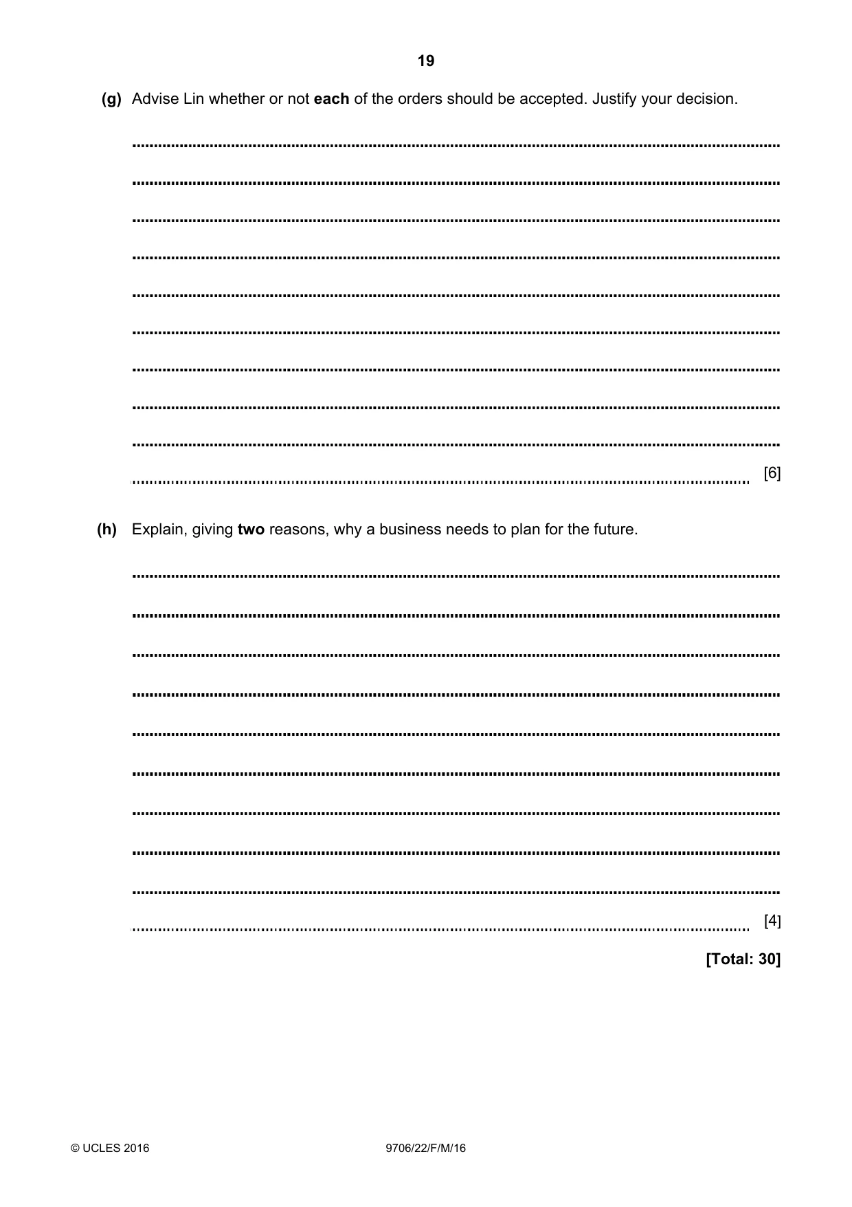 Cambridge A Level Accounting 9706 2016 Feb/March Paper 2 · Variant 2 question paper, page 19 of 20