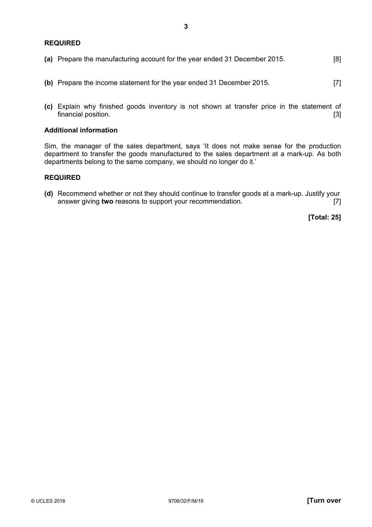 Cambridge A Level Accounting 9706 2016 Feb/March Paper 3 · Variant 2 question paper, page 3 of 12