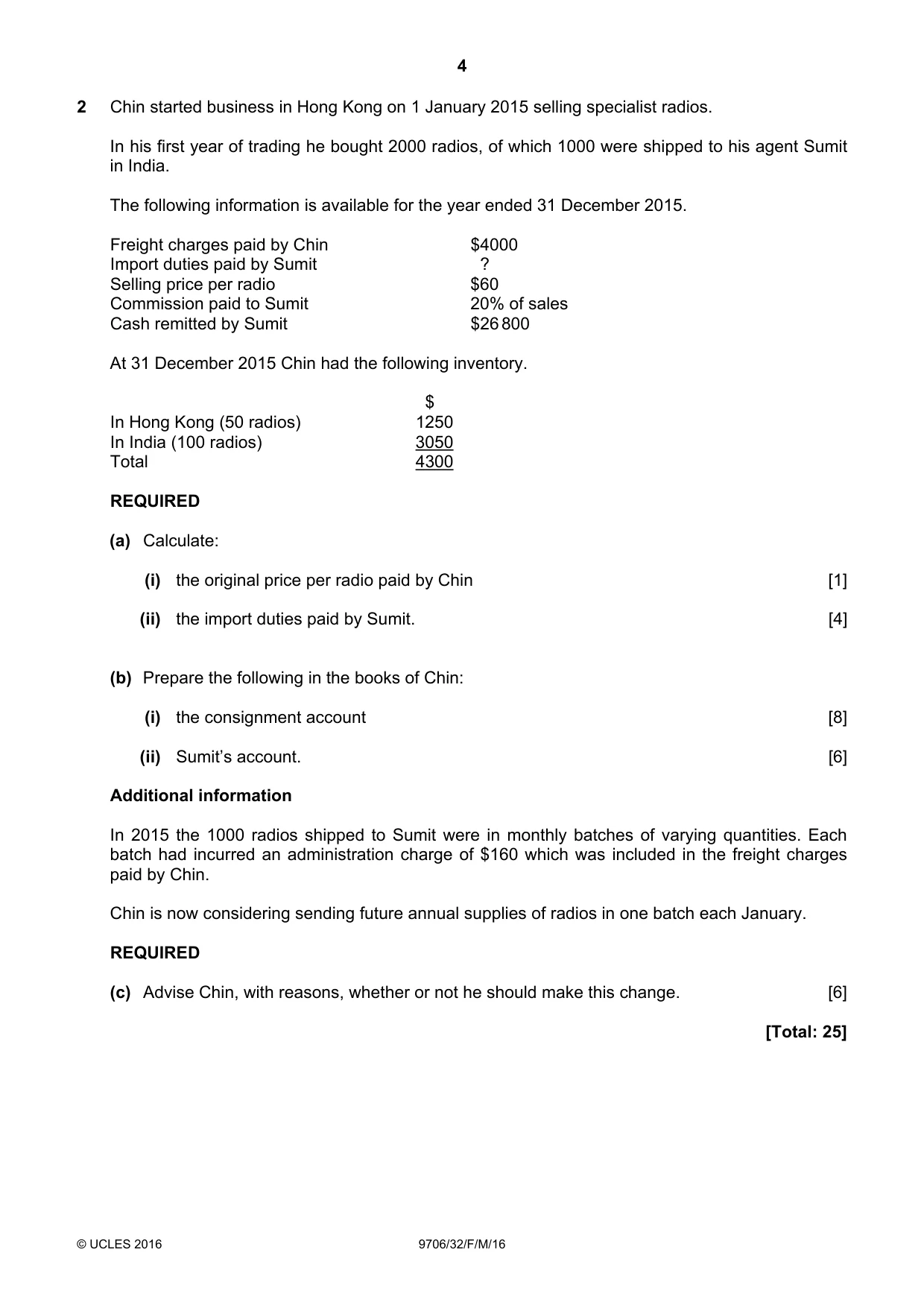 Cambridge A Level Accounting 9706 2016 Feb/March Paper 3 · Variant 2 question paper, page 4 of 12