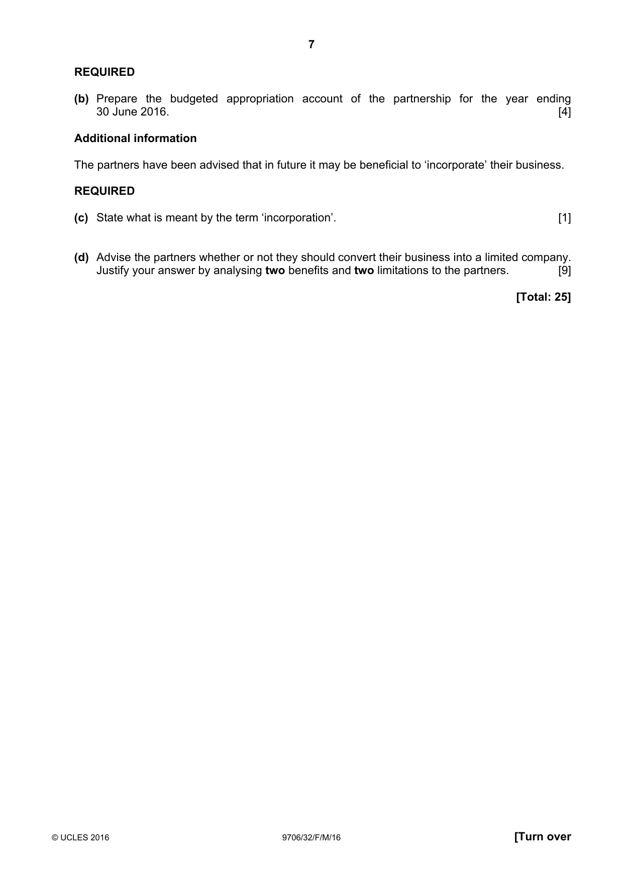 Cambridge A Level Accounting 9706 2016 Feb/March Paper 3 · Variant 2 question paper, page 7 of 12