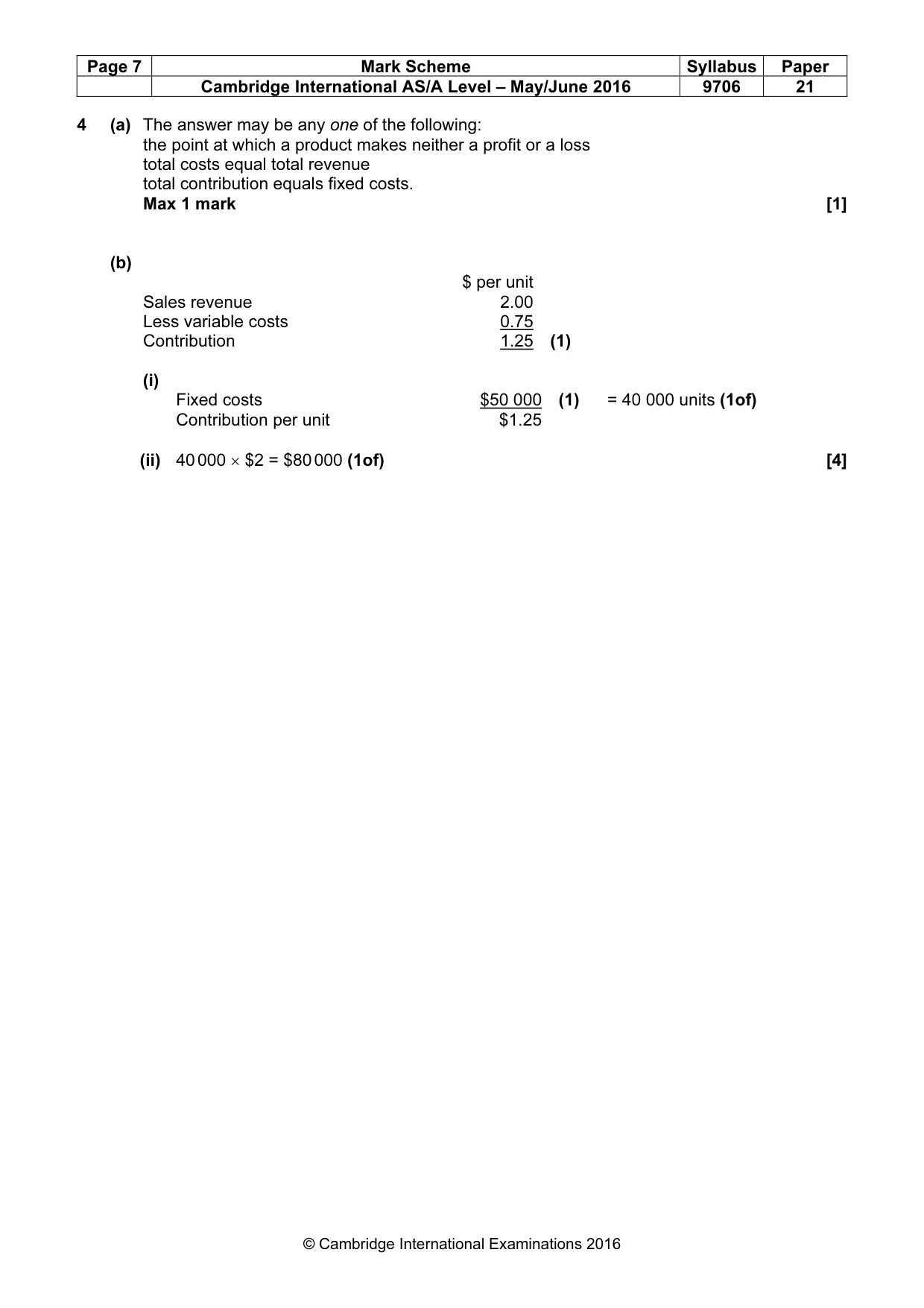 Mark scheme, page 7 of 10