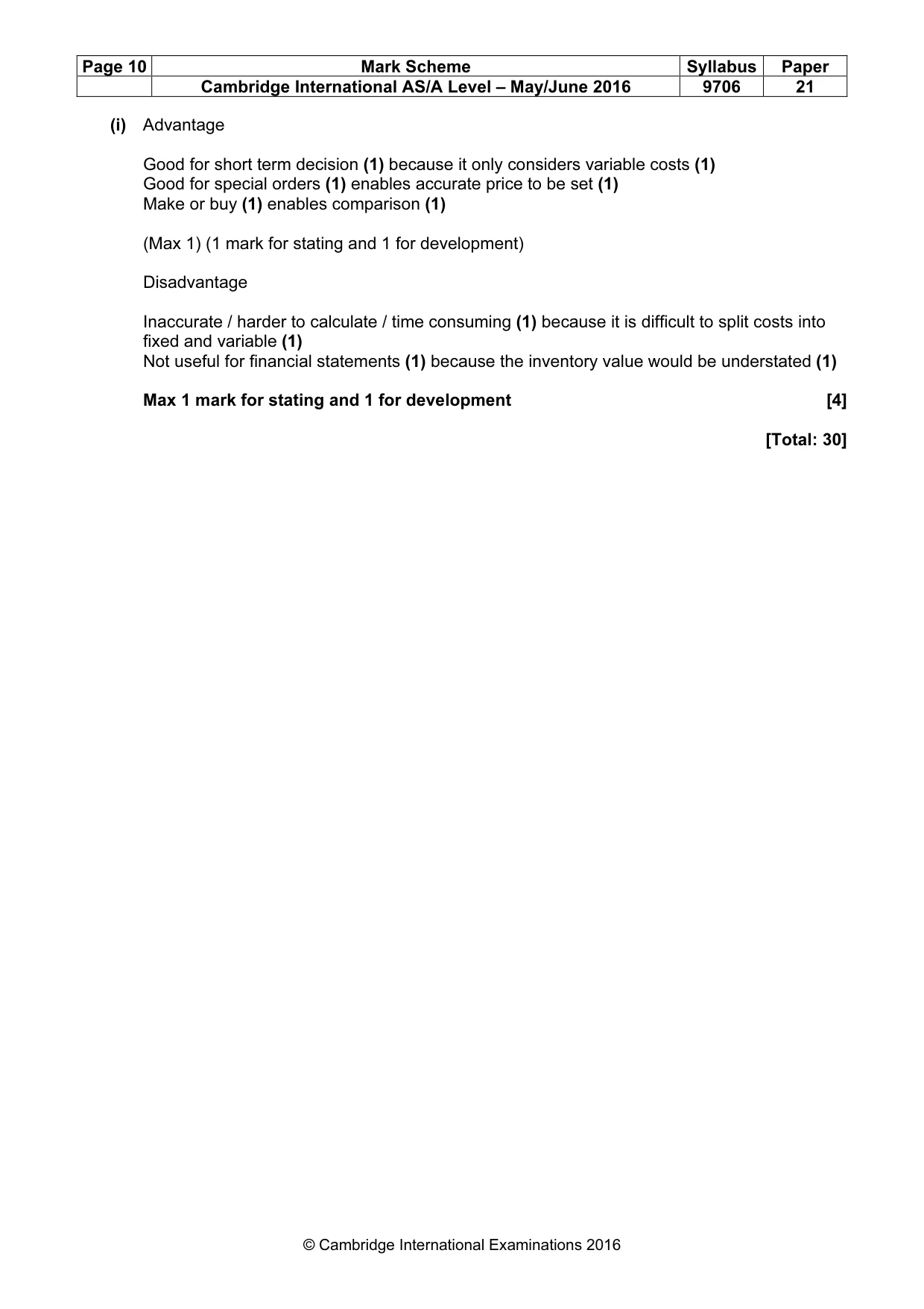 Mark scheme, page 10 of 10