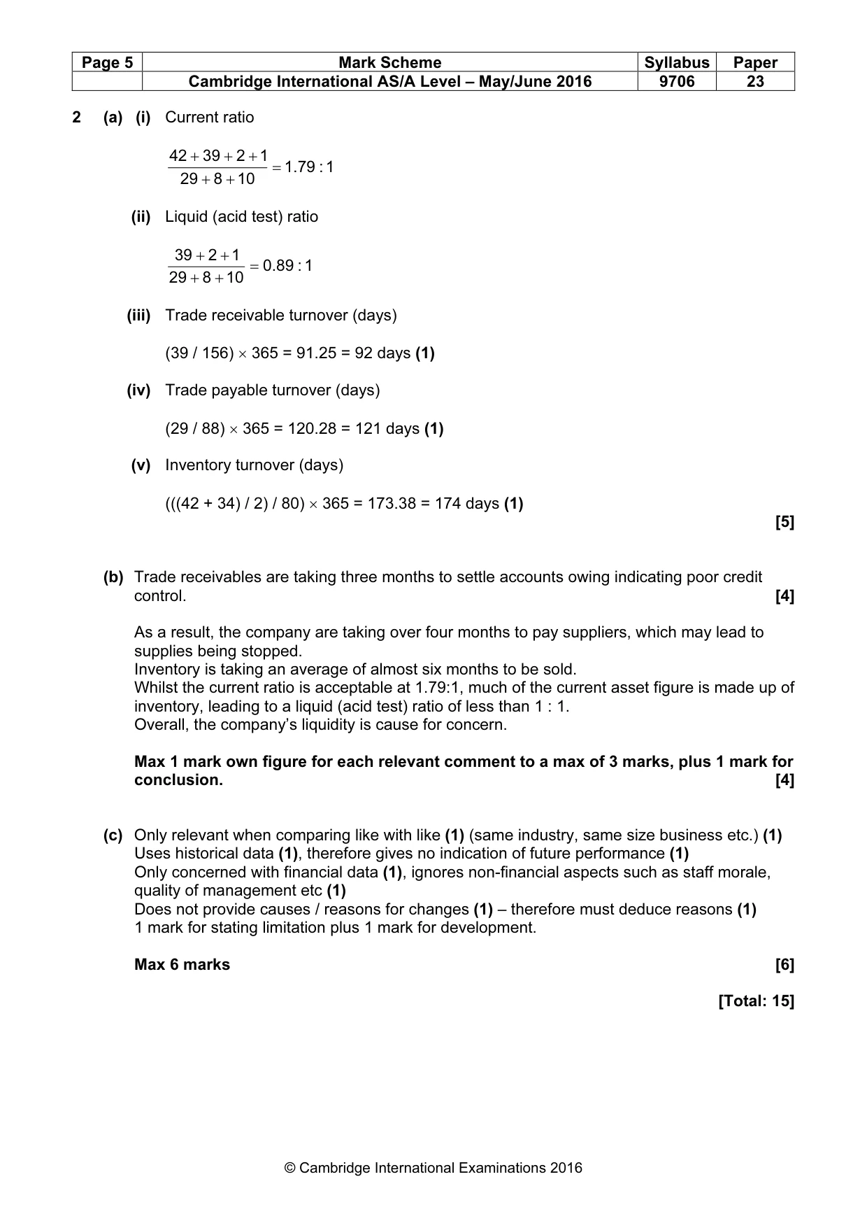 Mark scheme, page 5 of 10