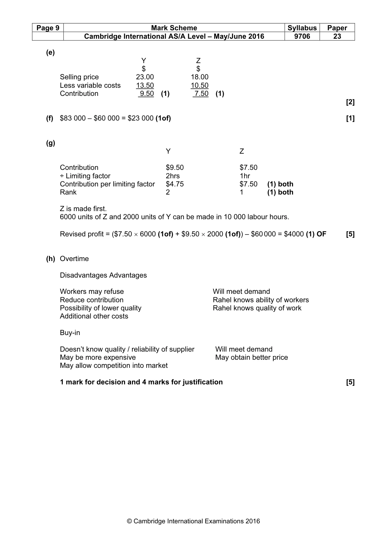 Mark scheme, page 9 of 10
