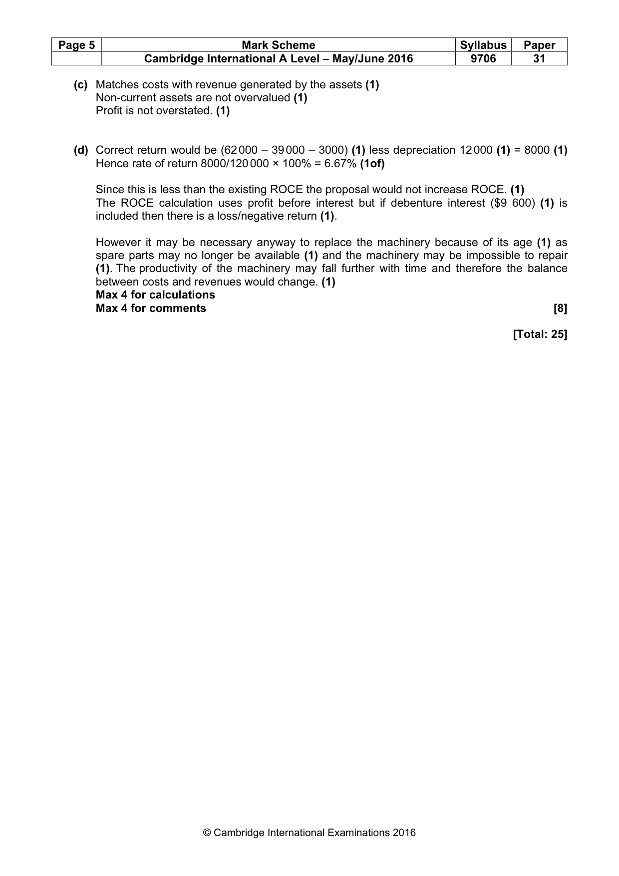 Mark scheme, page 5 of 9