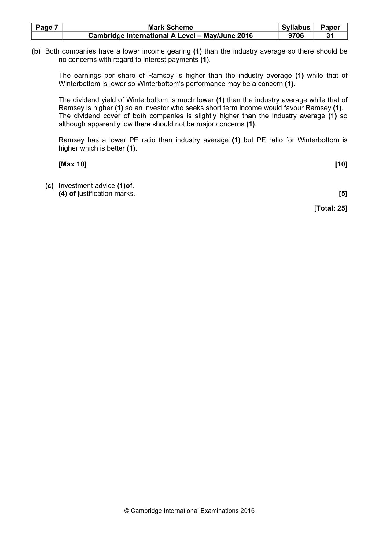 Mark scheme, page 7 of 9
