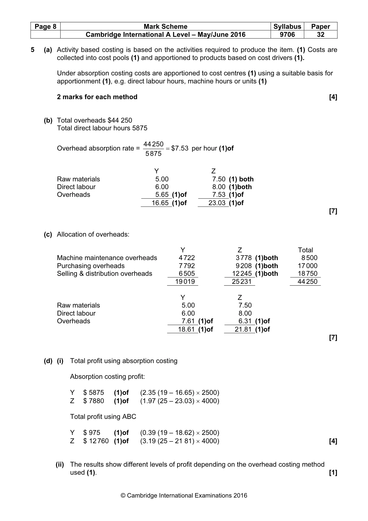 Mark scheme, page 8 of 10