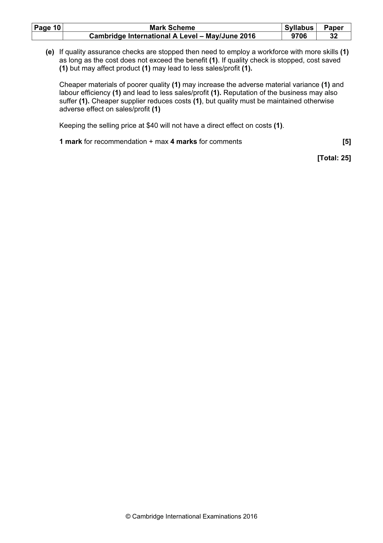 Mark scheme, page 10 of 10