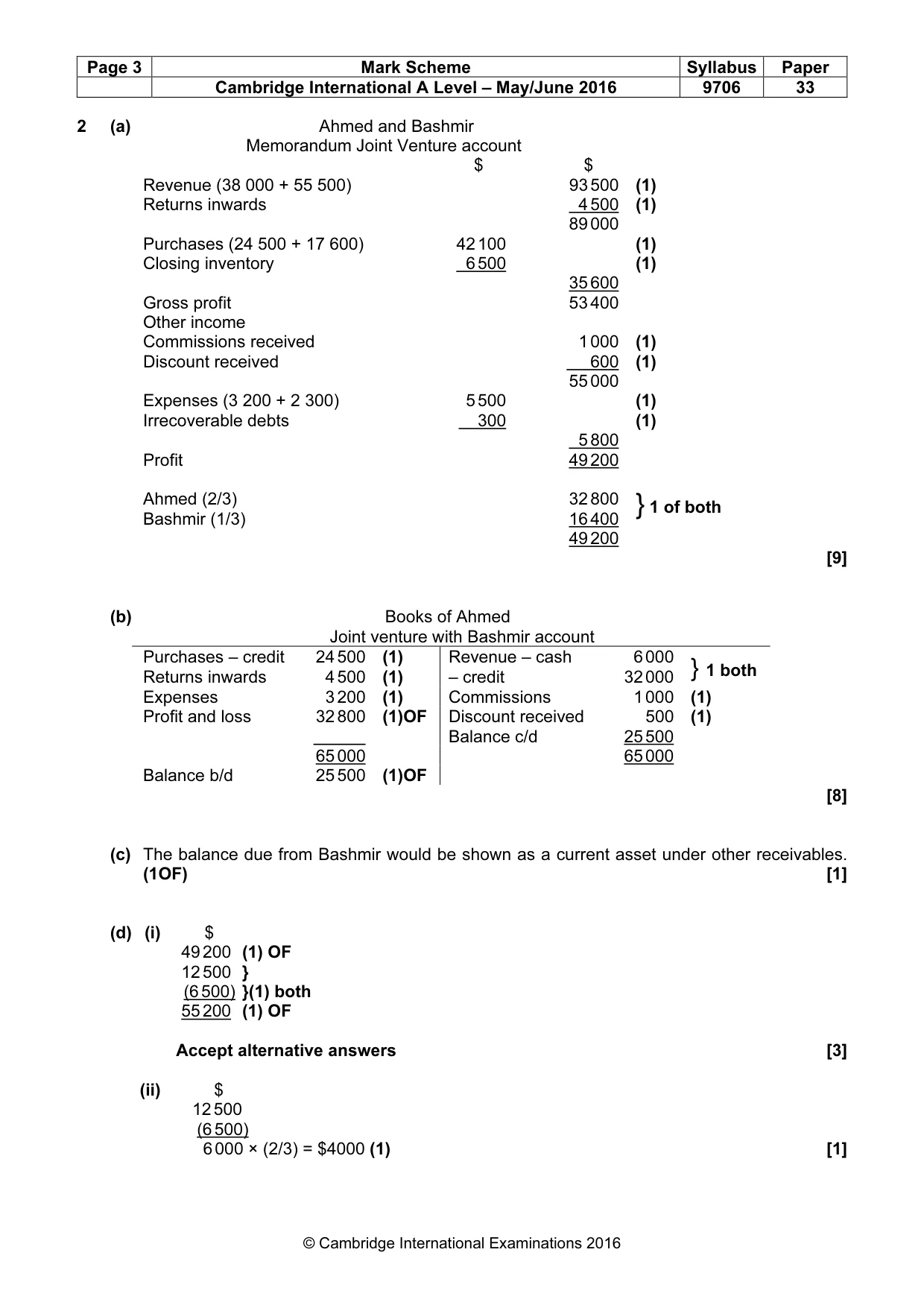 Mark scheme, page 3 of 9