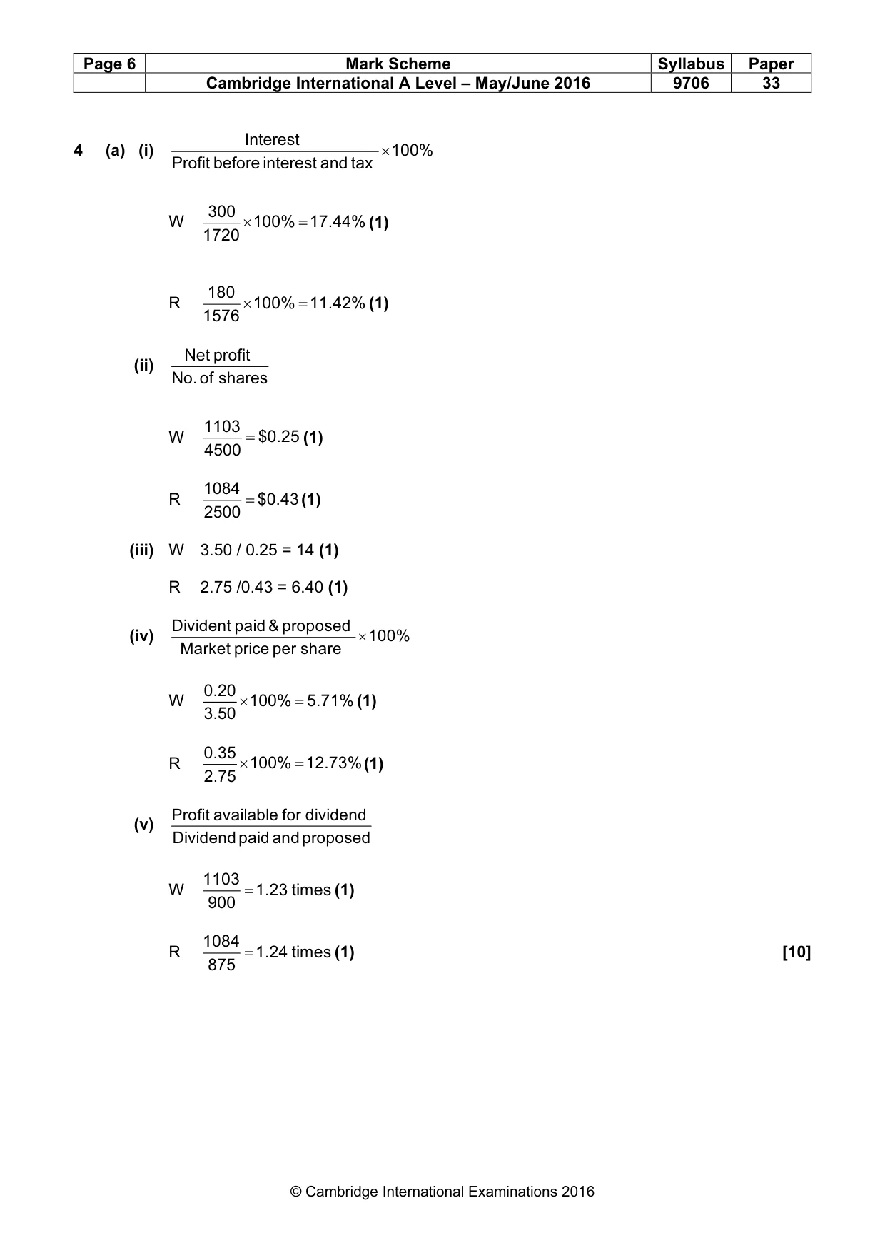 Mark scheme, page 6 of 9