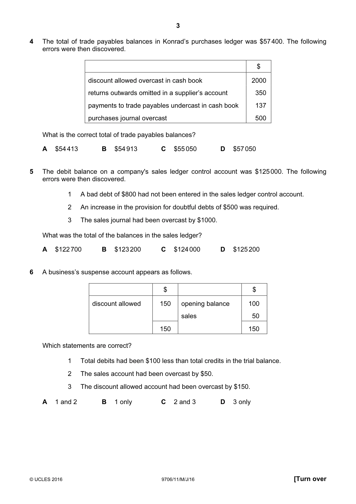 Cambridge A Level Accounting 9706 2016 May/June Paper 1 · Variant 1 question paper, page 3 of 12