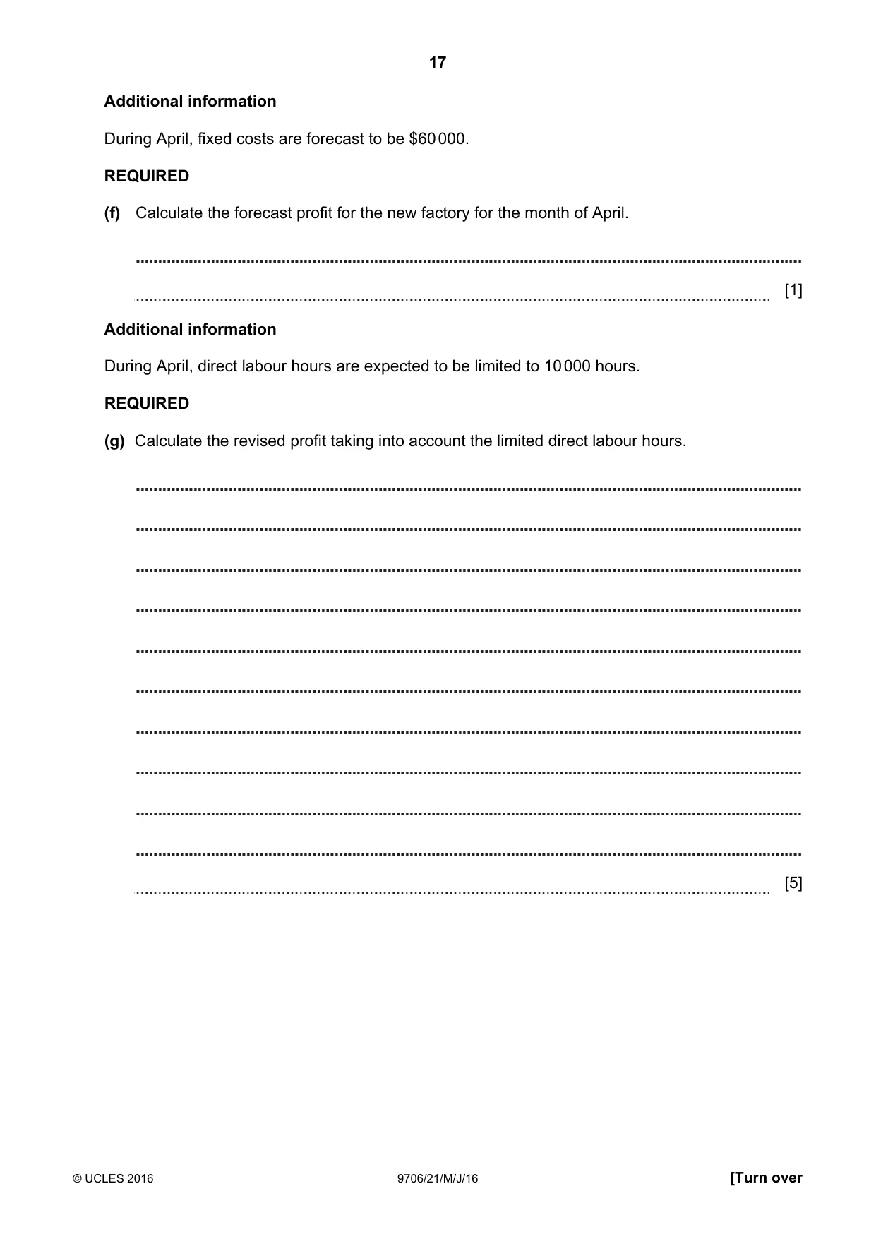 Cambridge A Level Accounting 9706 2016 May/June Paper 2 · Variant 1 question paper, page 17 of 20