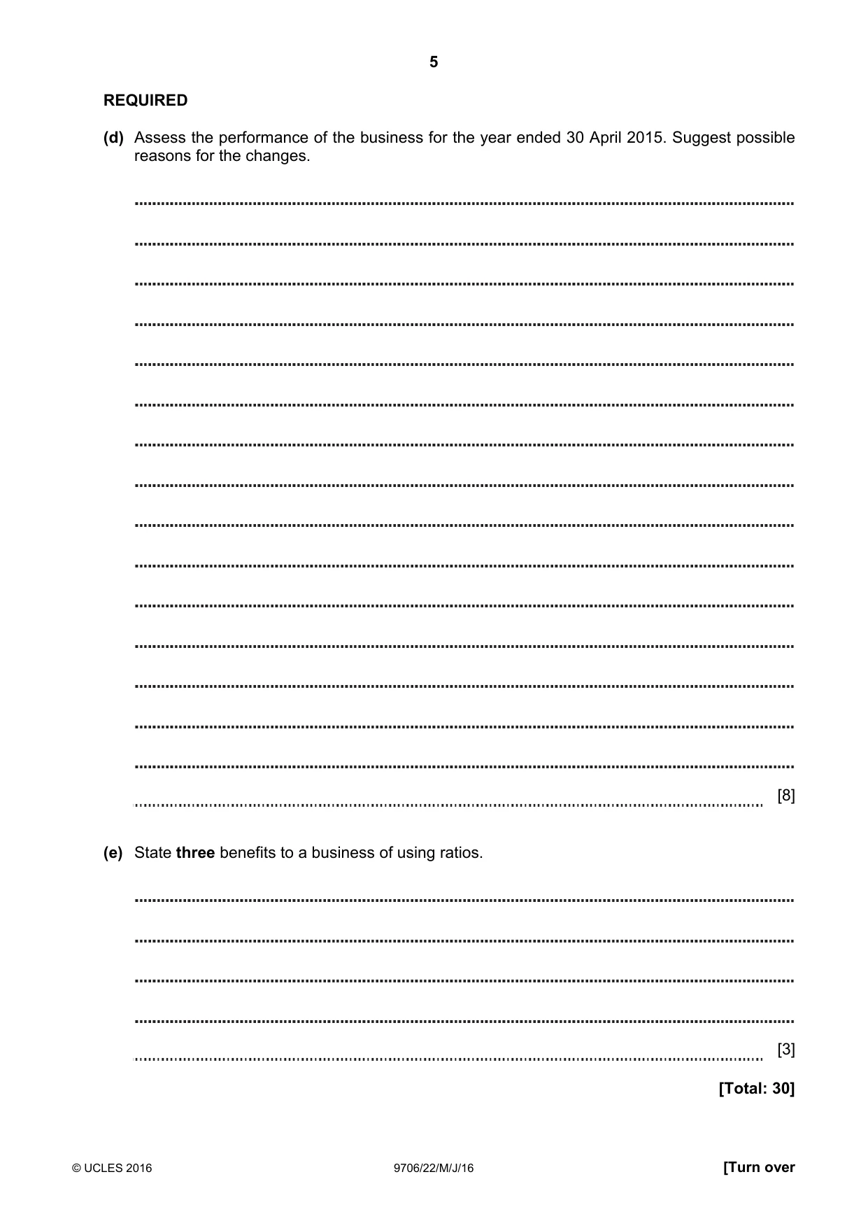 Cambridge A Level Accounting 9706 2016 May/June Paper 2 · Variant 2 question paper, page 5 of 16
