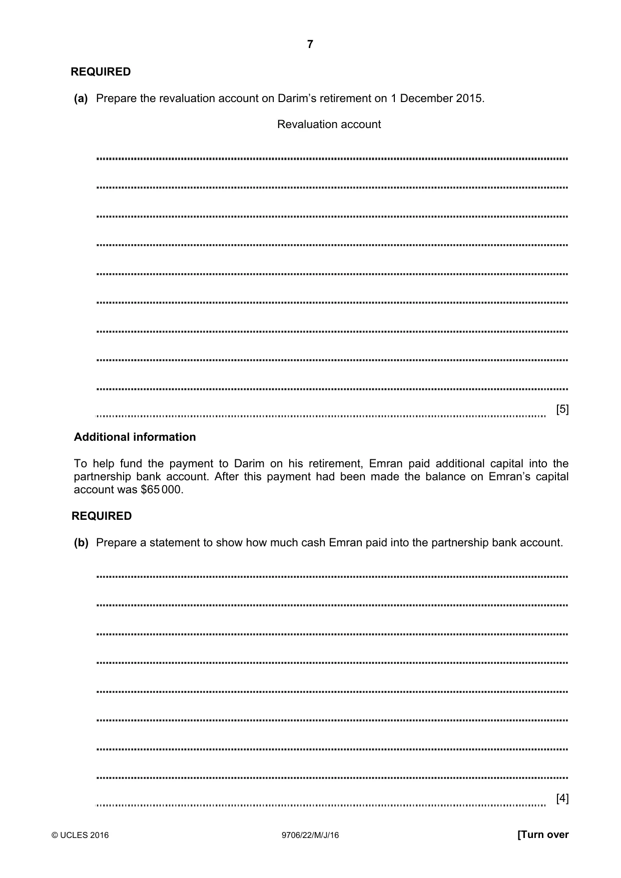 Cambridge A Level Accounting 9706 2016 May/June Paper 2 · Variant 2 question paper, page 7 of 16