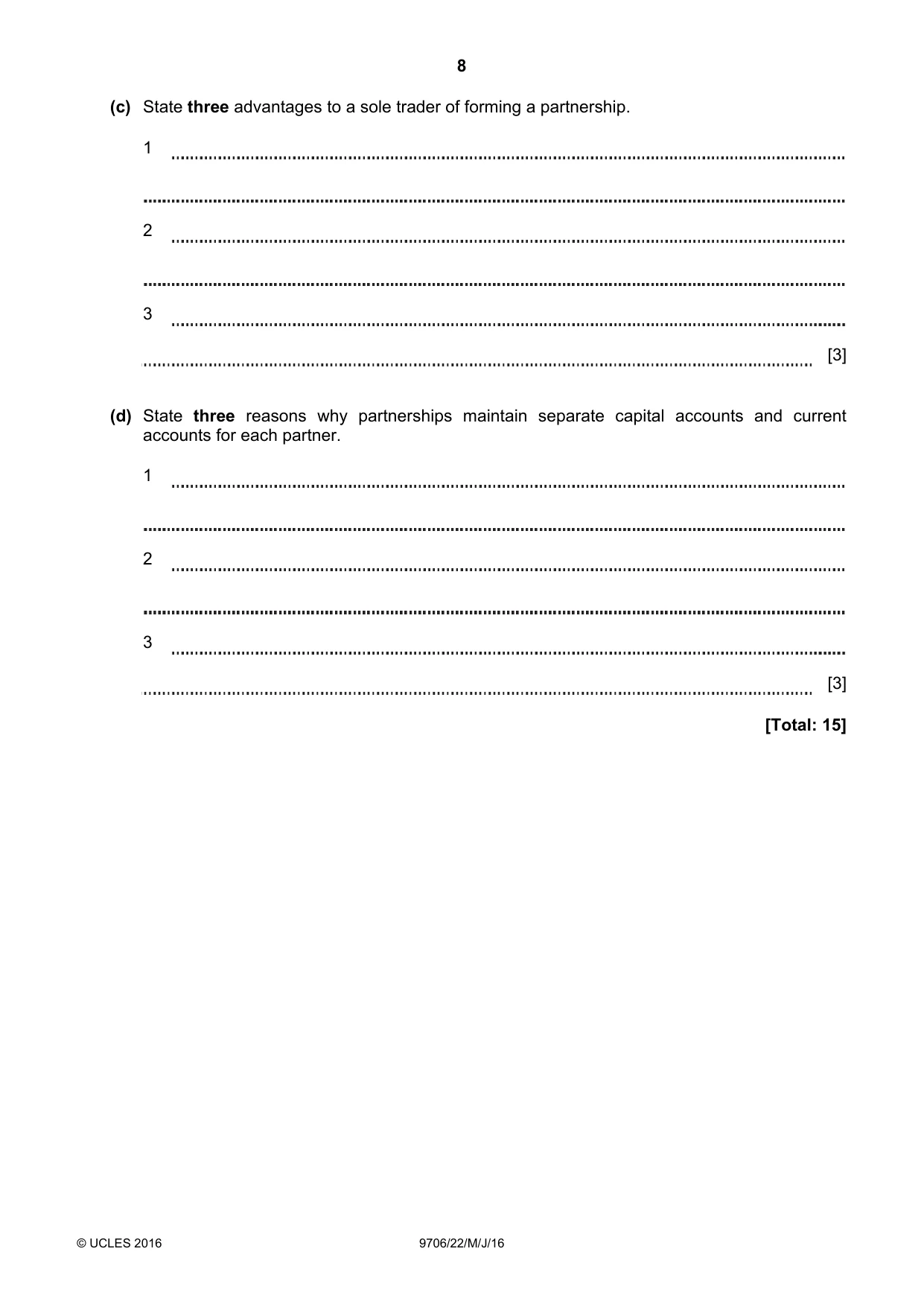 Cambridge A Level Accounting 9706 2016 May/June Paper 2 · Variant 2 question paper, page 8 of 16