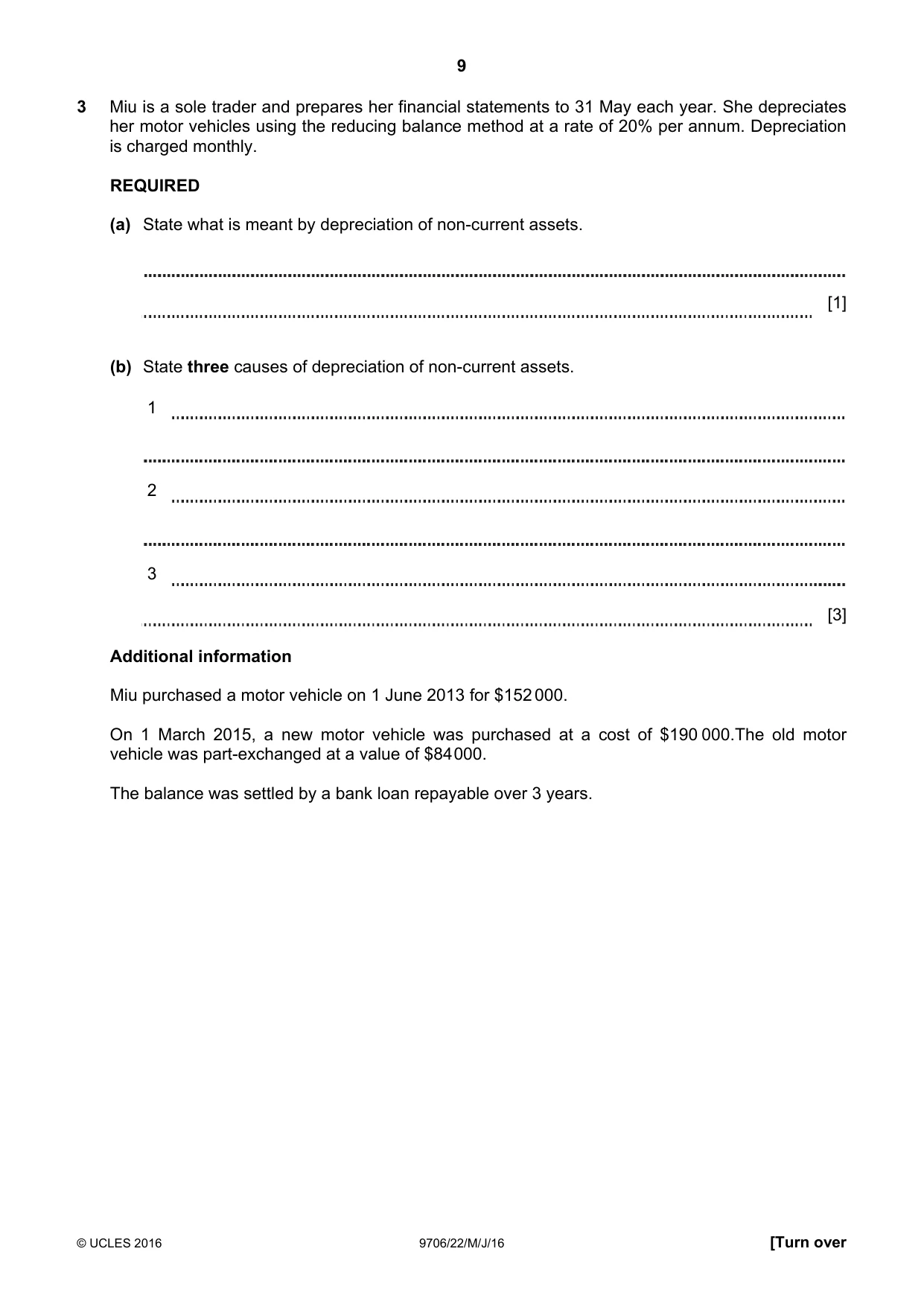 Cambridge A Level Accounting 9706 2016 May/June Paper 2 · Variant 2 question paper, page 9 of 16