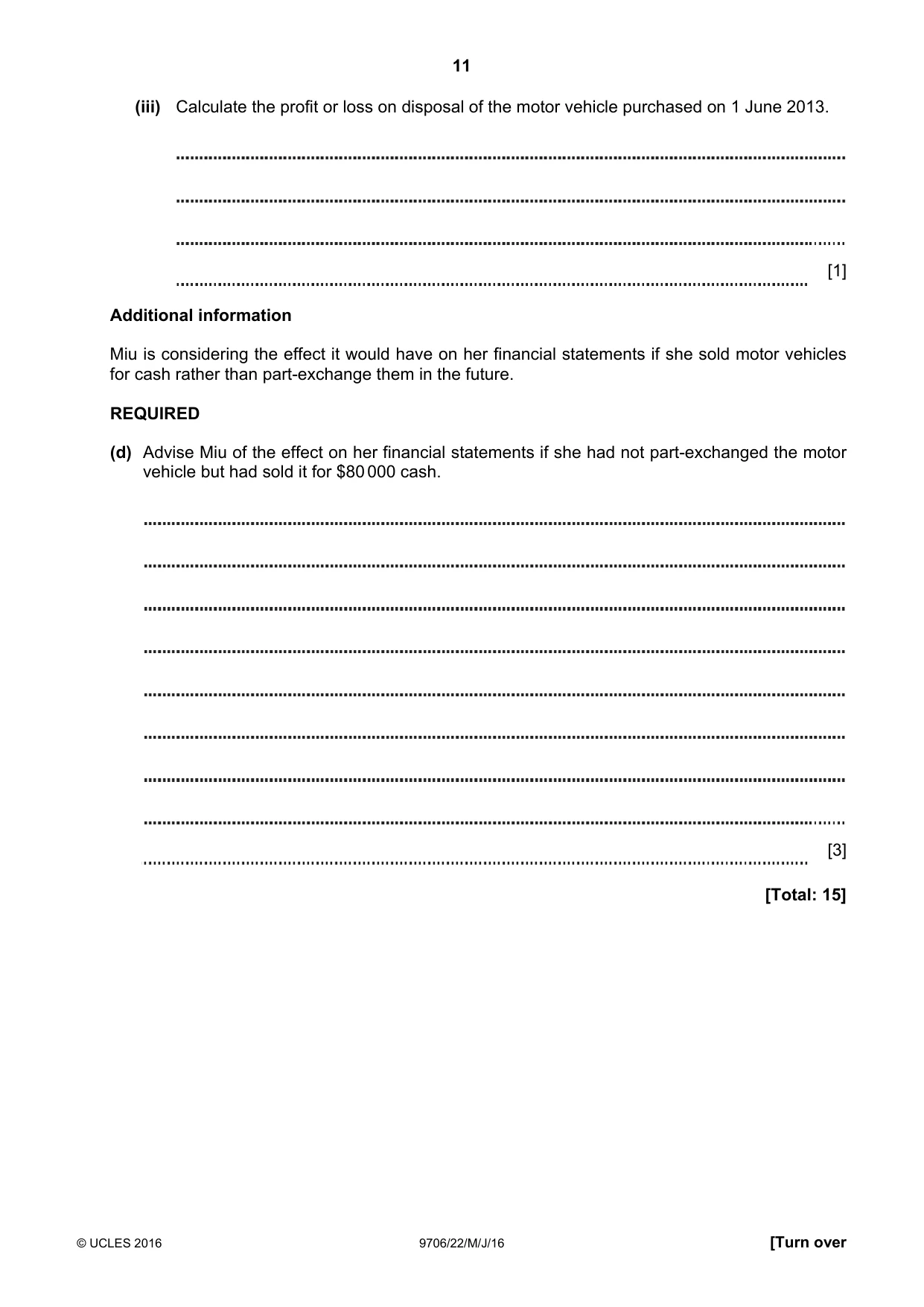 Cambridge A Level Accounting 9706 2016 May/June Paper 2 · Variant 2 question paper, page 11 of 16