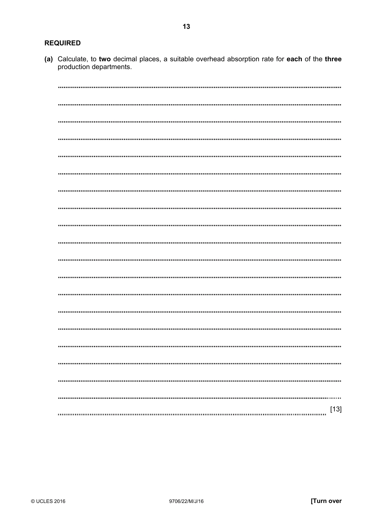 Cambridge A Level Accounting 9706 2016 May/June Paper 2 · Variant 2 question paper, page 13 of 16