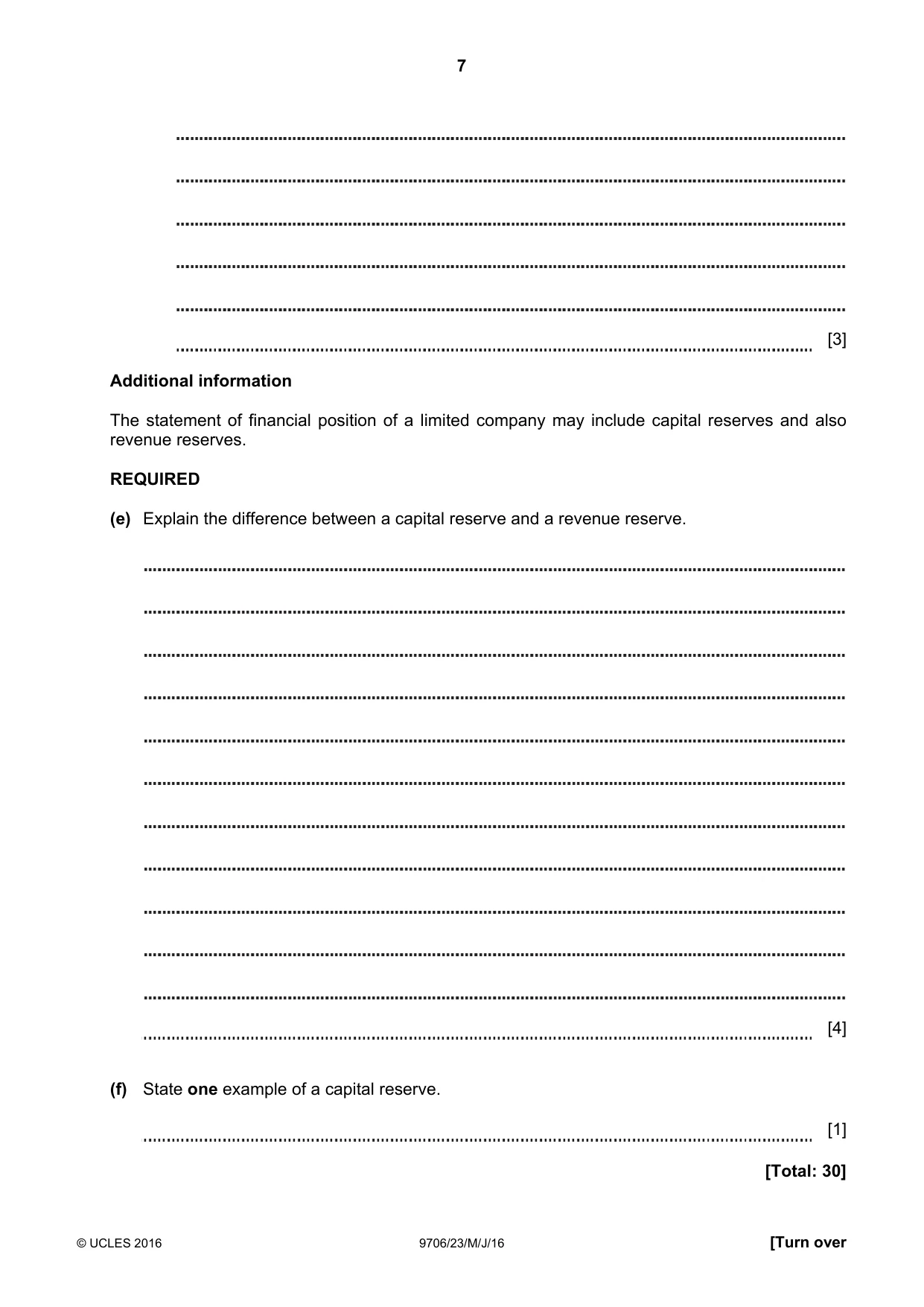 Cambridge A Level Accounting 9706 2016 May/June Paper 2 · Variant 3 question paper, page 7 of 20