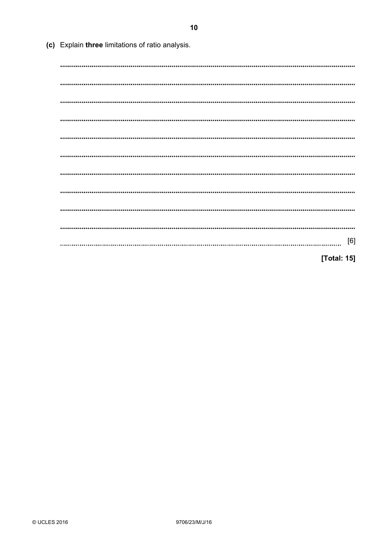 Cambridge A Level Accounting 9706 2016 May/June Paper 2 · Variant 3 question paper, page 10 of 20
