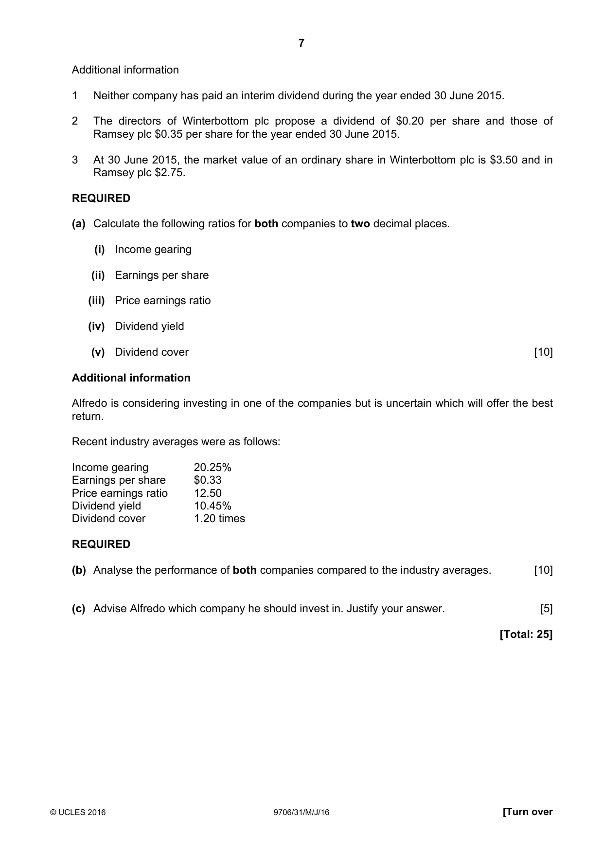 Cambridge A Level Accounting 9706 2016 May/June Paper 3 · Variant 1 question paper, page 7 of 12