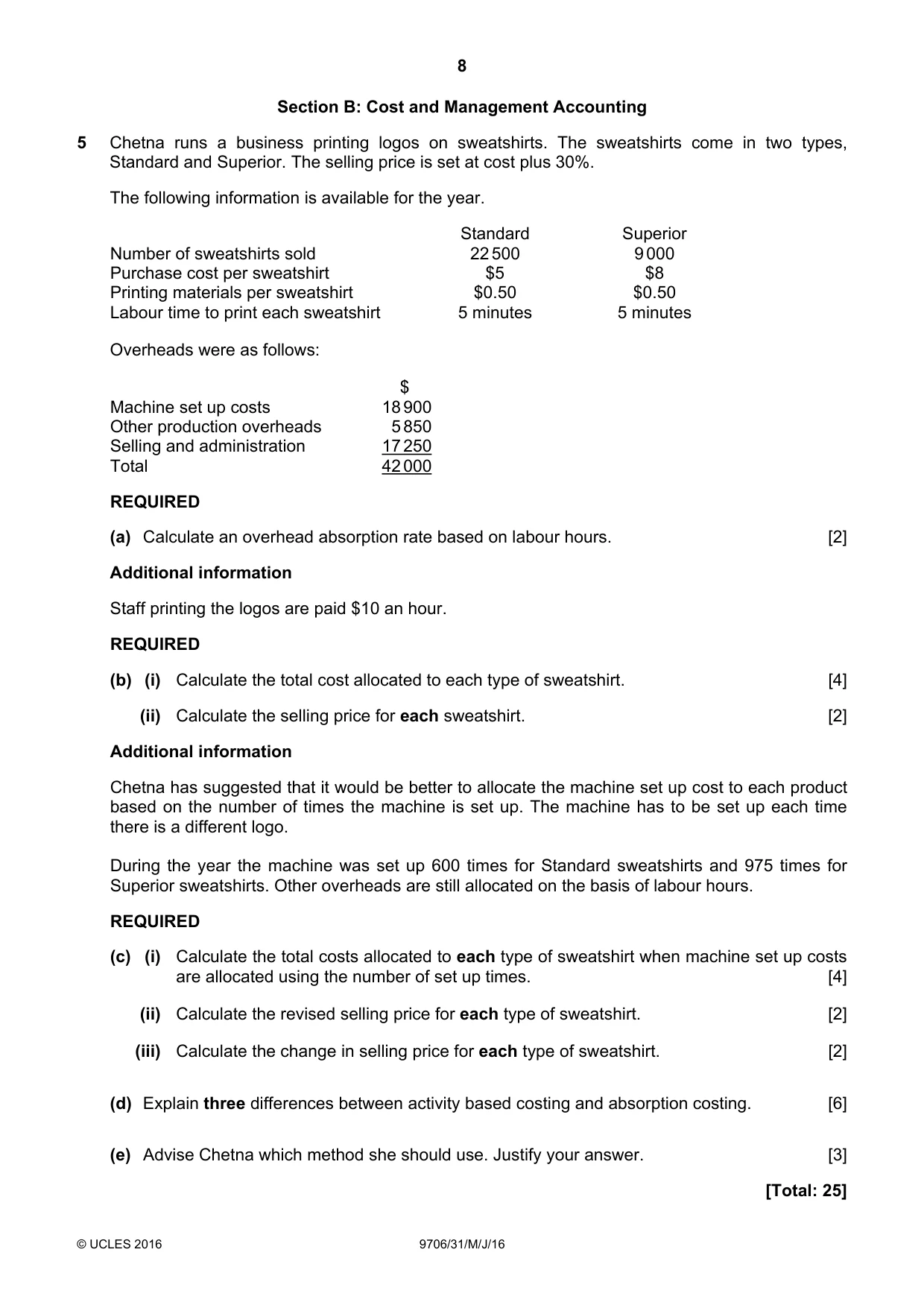 Cambridge A Level Accounting 9706 2016 May/June Paper 3 · Variant 1 question paper, page 8 of 12