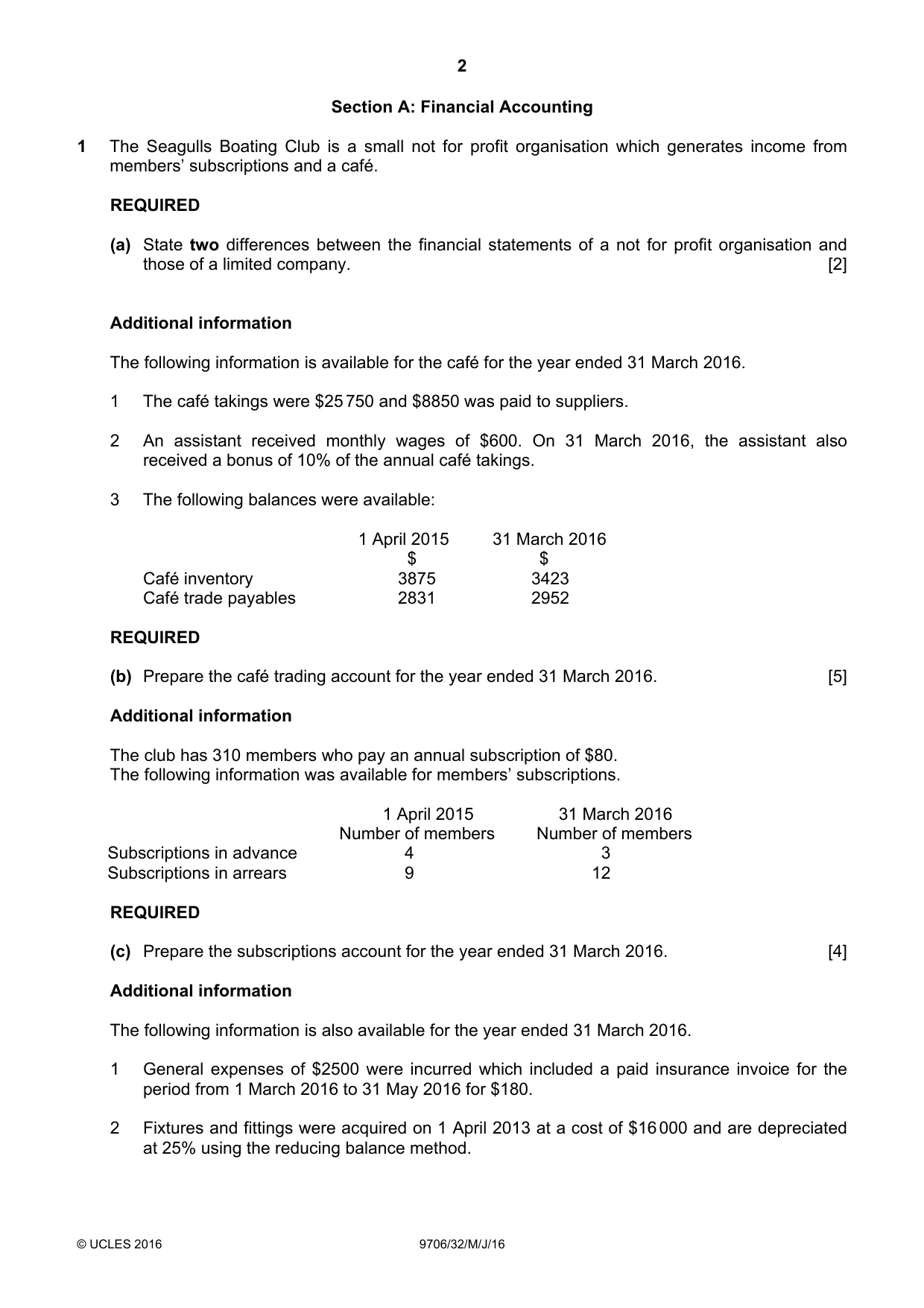 Cambridge A Level Accounting 9706 2016 May/June Paper 3 · Variant 2 question paper, page 2 of 12