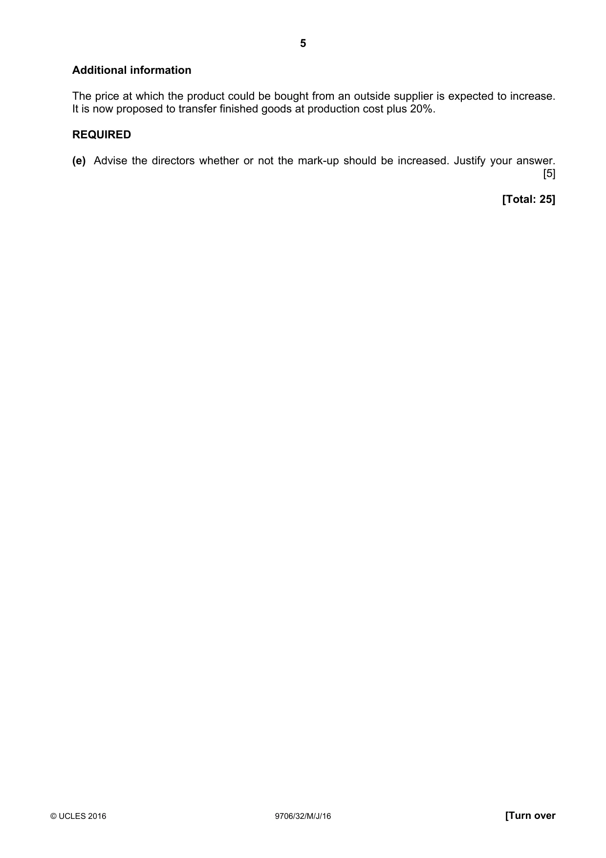 Cambridge A Level Accounting 9706 2016 May/June Paper 3 · Variant 2 question paper, page 5 of 12