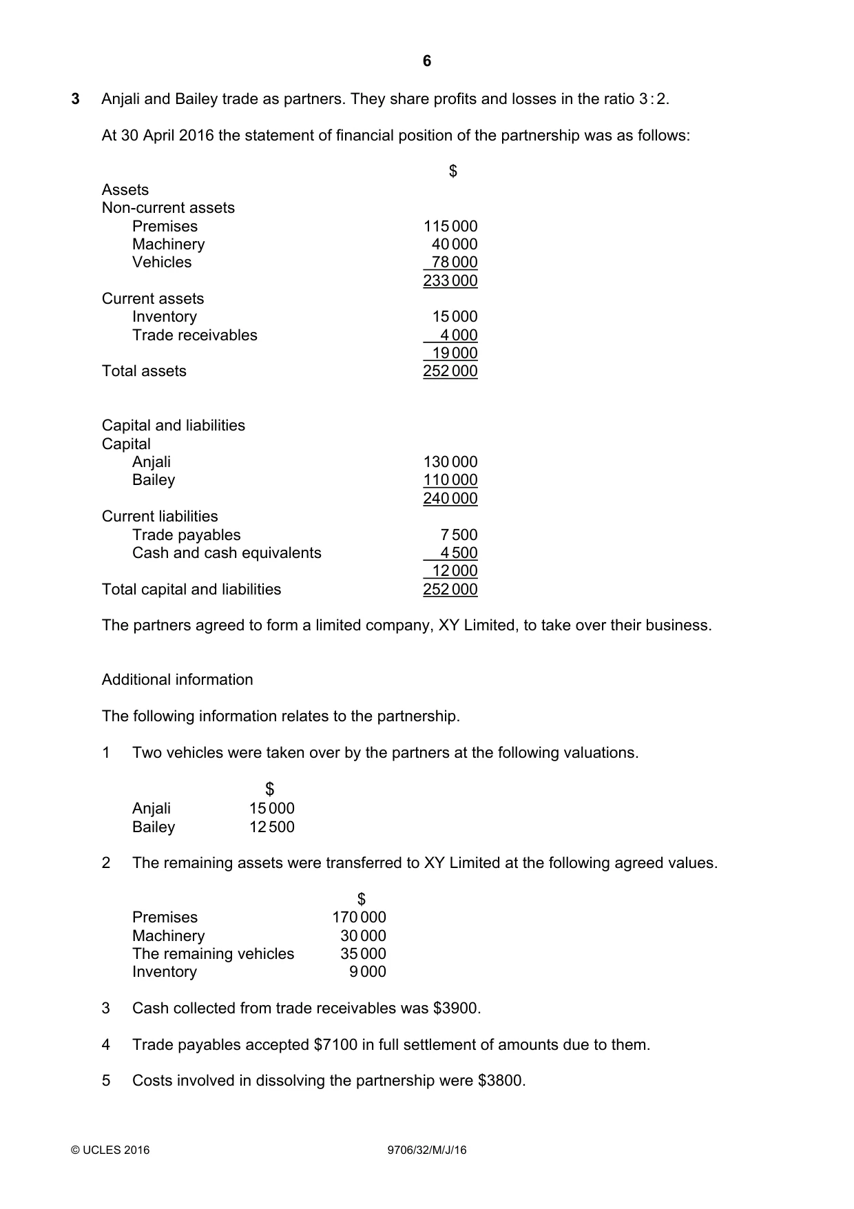 Cambridge A Level Accounting 9706 2016 May/June Paper 3 · Variant 2 question paper, page 6 of 12