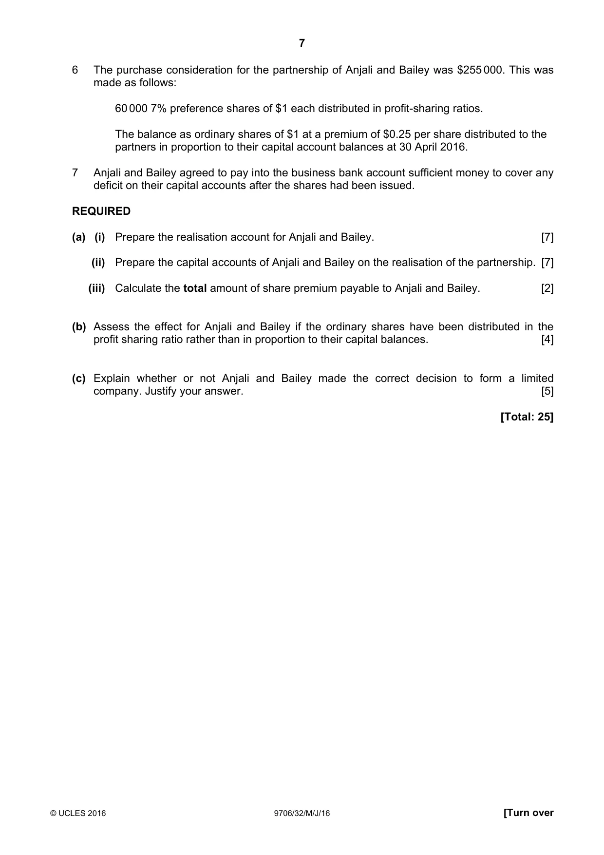Cambridge A Level Accounting 9706 2016 May/June Paper 3 · Variant 2 question paper, page 7 of 12