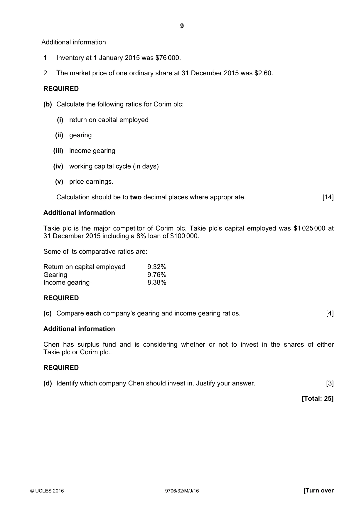 Cambridge A Level Accounting 9706 2016 May/June Paper 3 · Variant 2 question paper, page 9 of 12