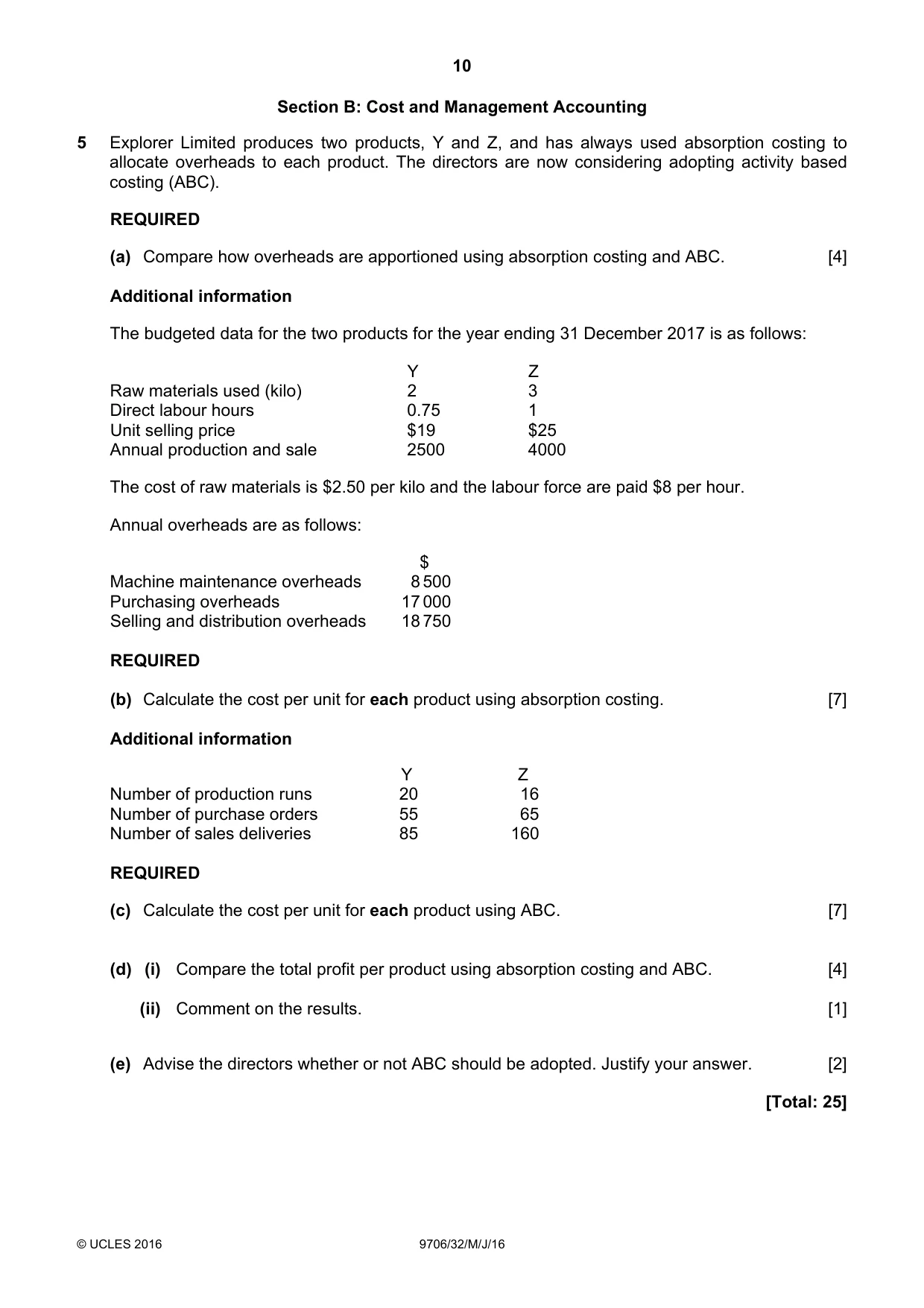 Cambridge A Level Accounting 9706 2016 May/June Paper 3 · Variant 2 question paper, page 10 of 12