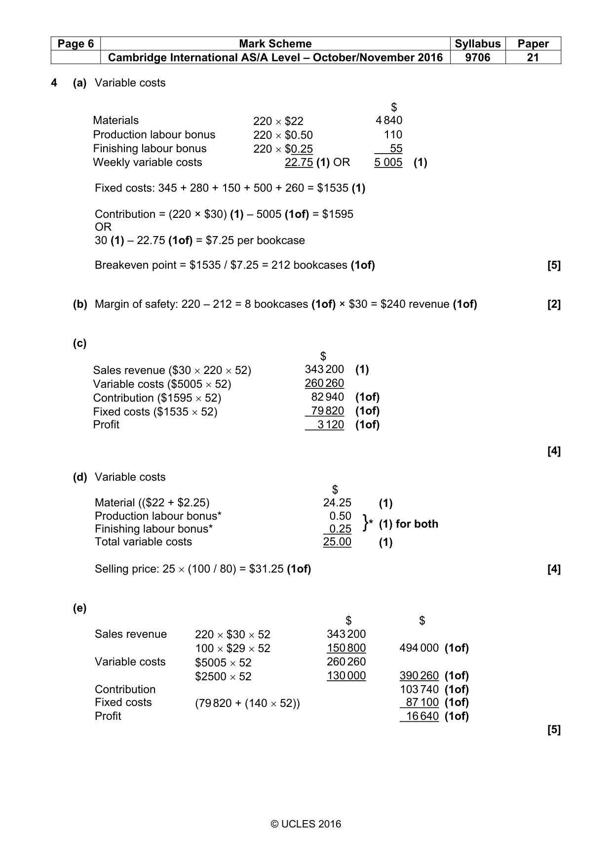 Mark scheme, page 6 of 7