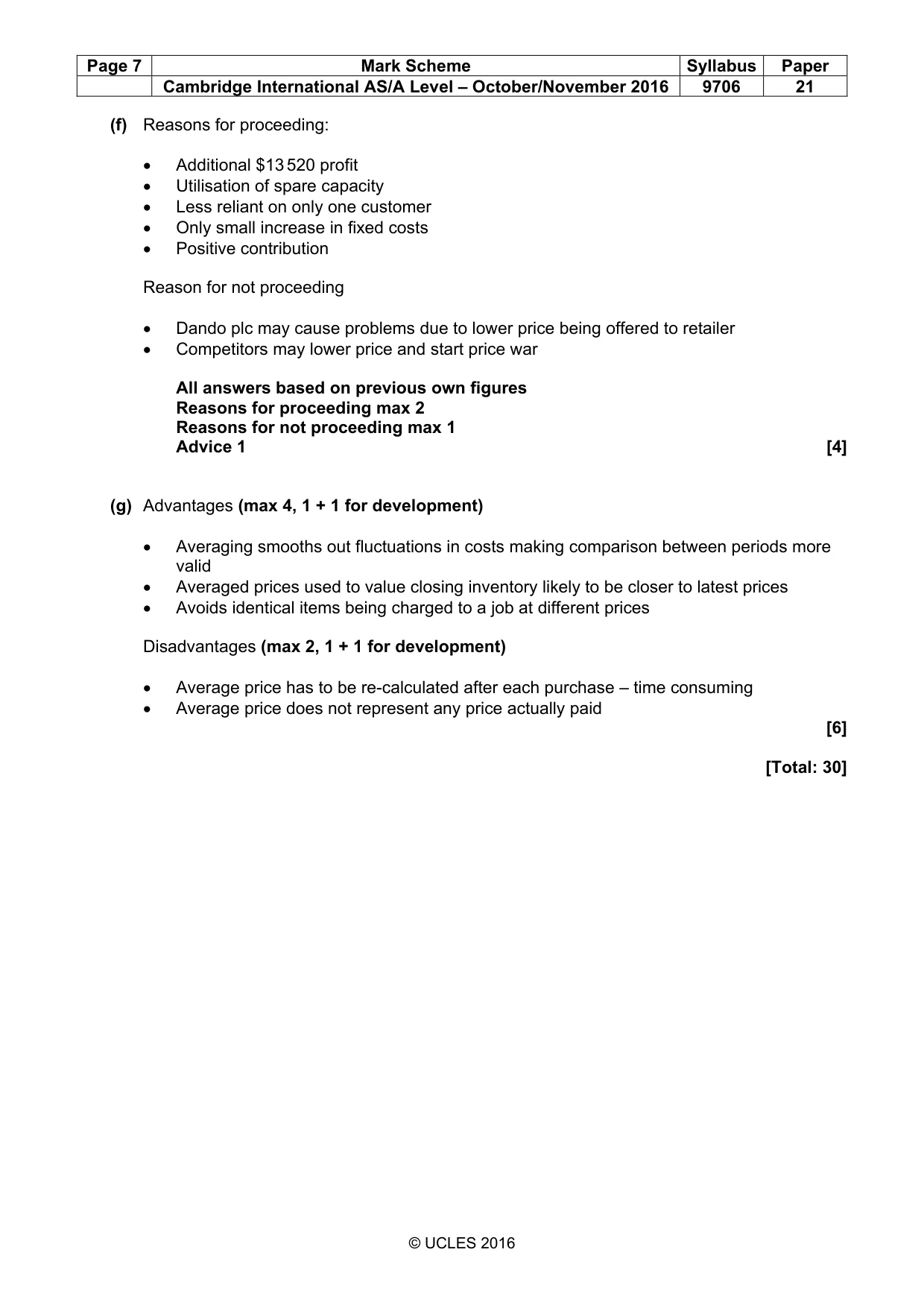 Mark scheme, page 7 of 7
