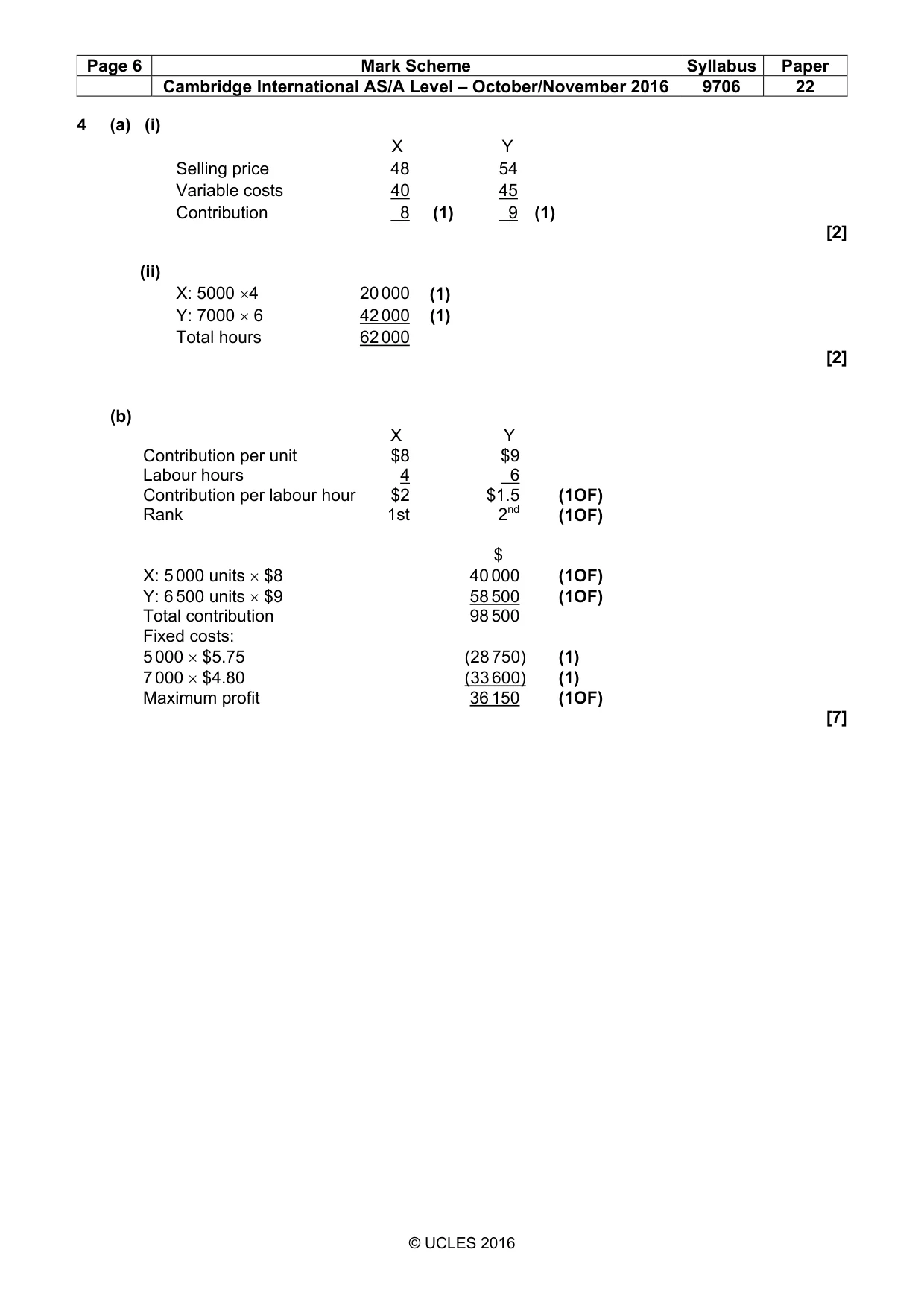 Mark scheme, page 6 of 7