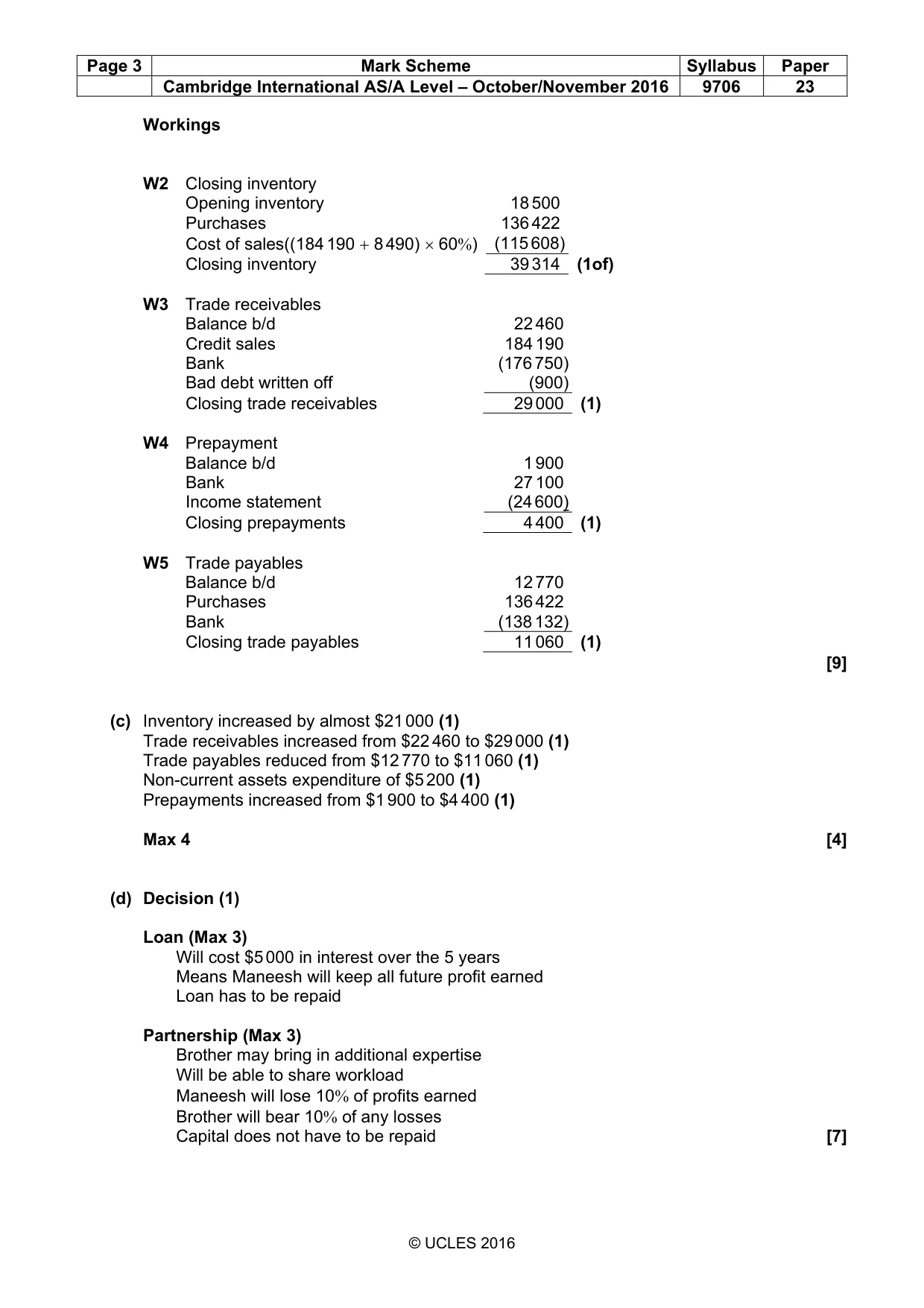 Mark scheme, page 3 of 7