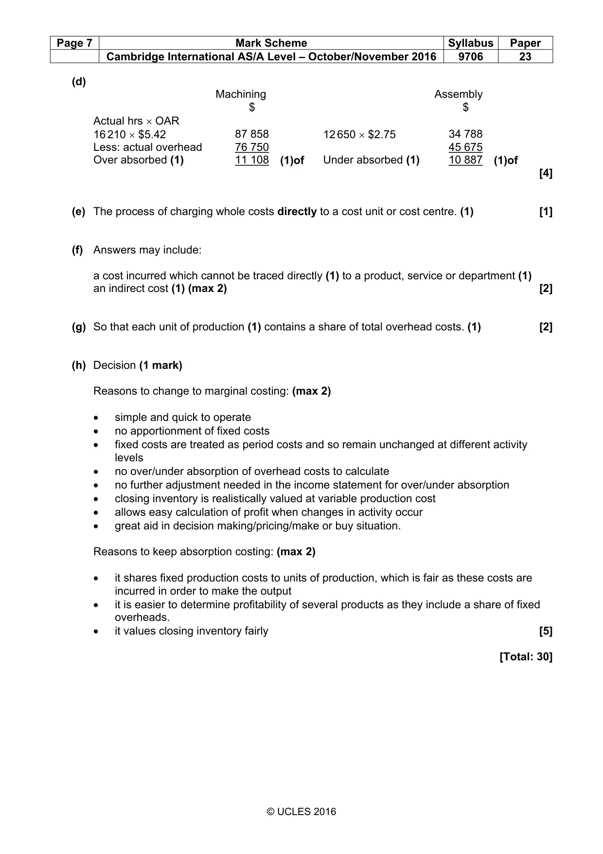 Mark scheme, page 7 of 7