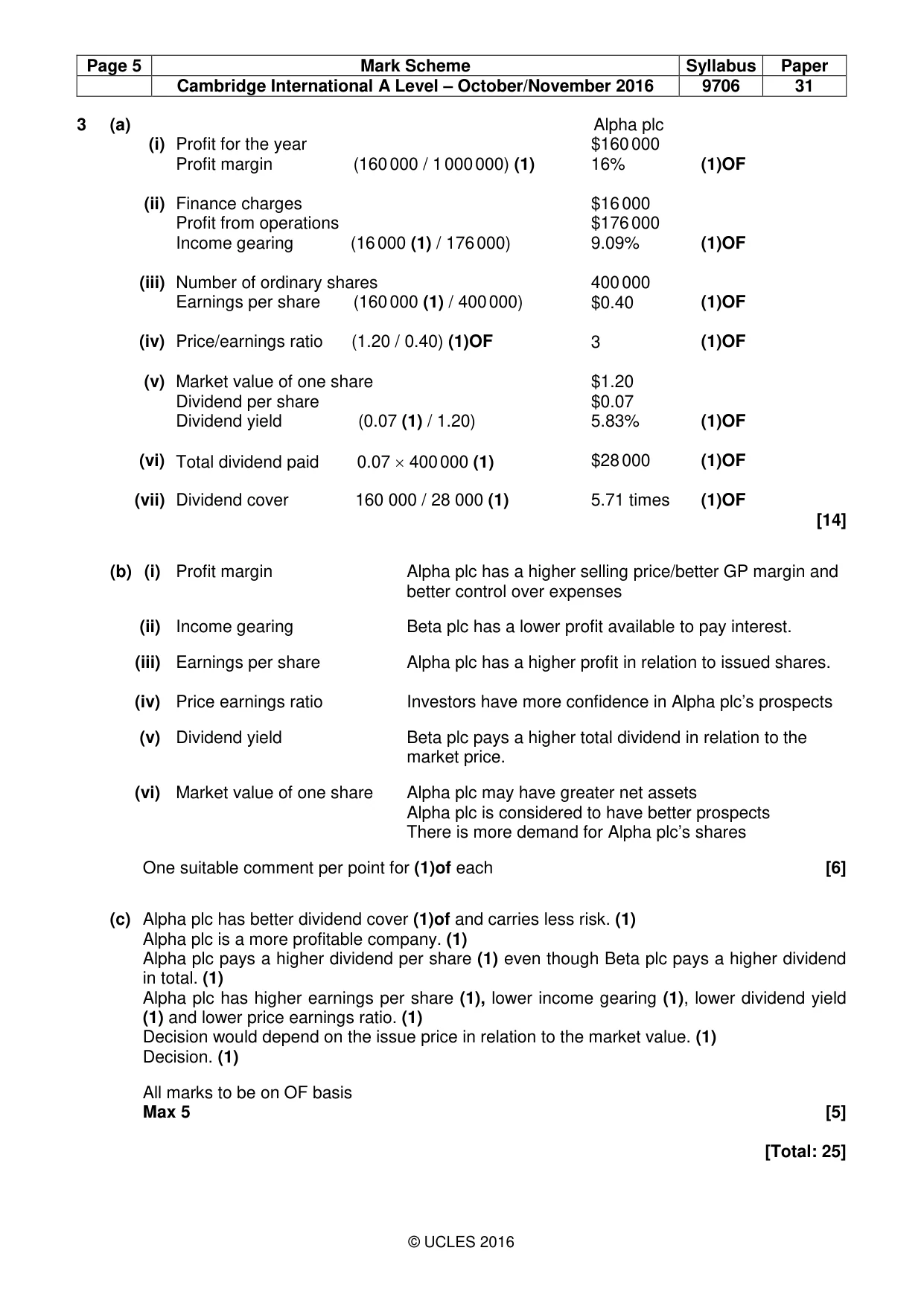 Mark scheme, page 5 of 8