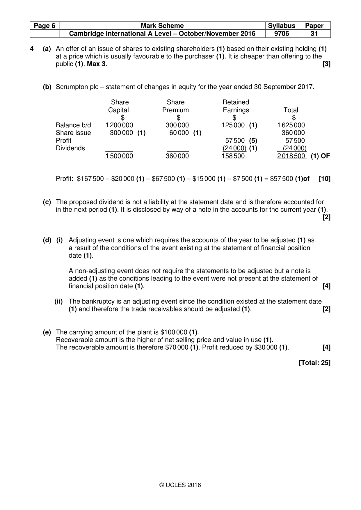 Mark scheme, page 6 of 8