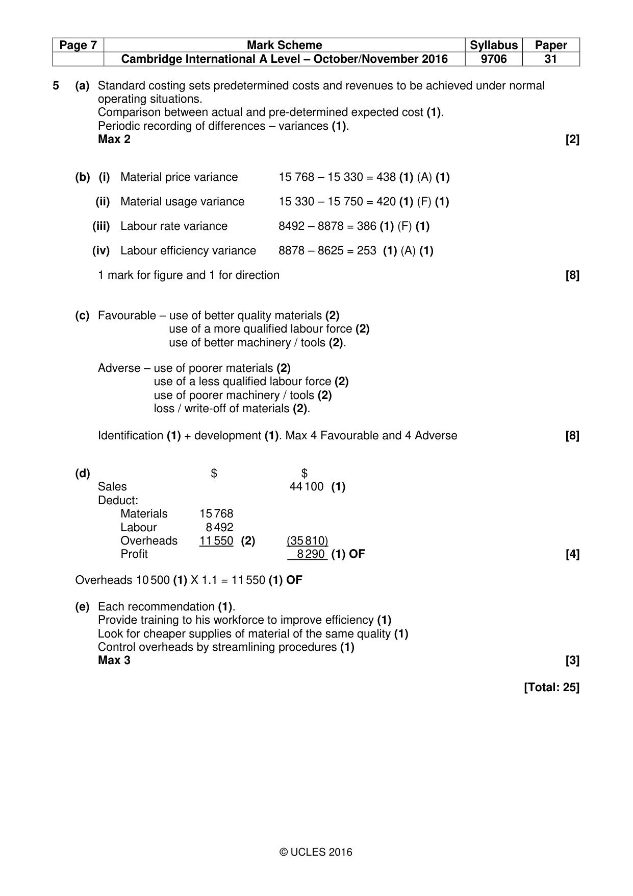 Mark scheme, page 7 of 8
