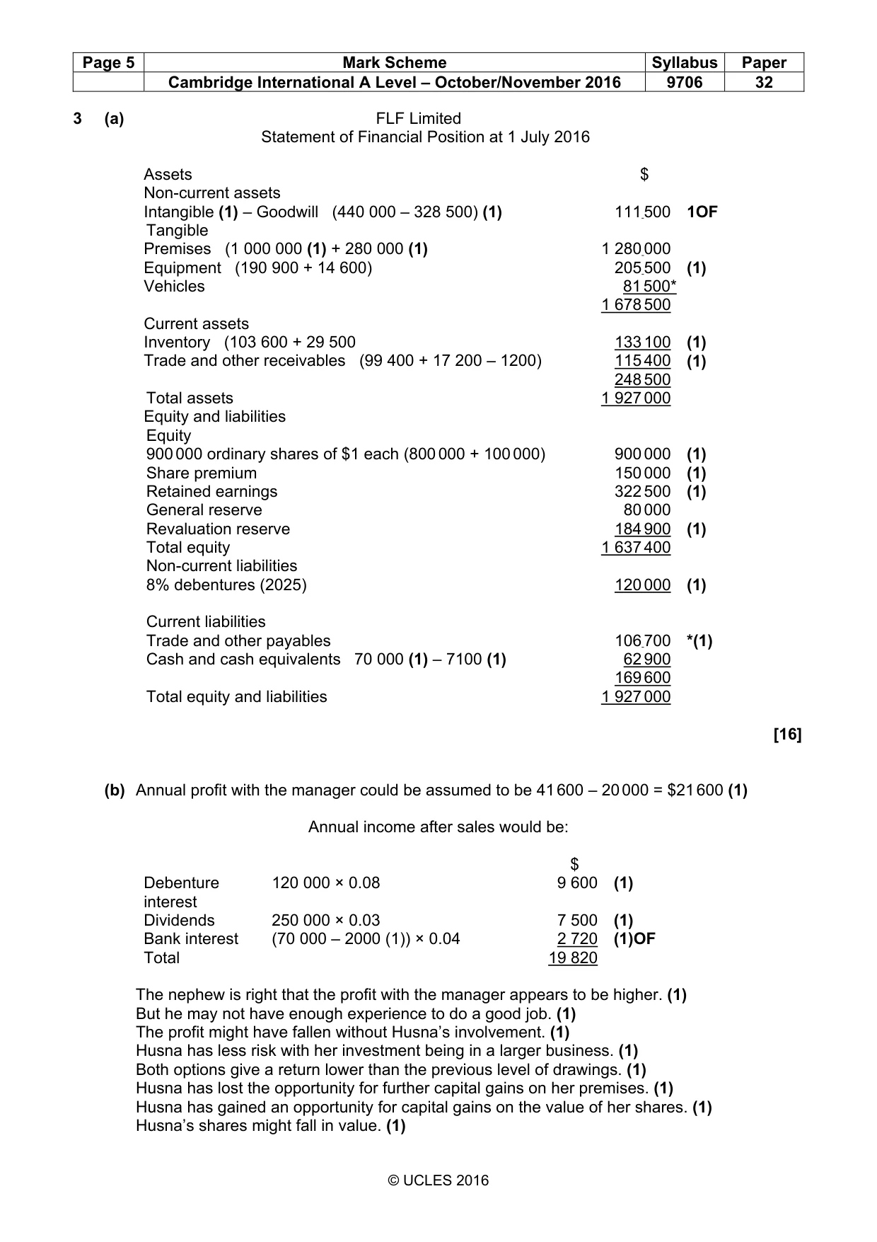 Mark scheme, page 5 of 10
