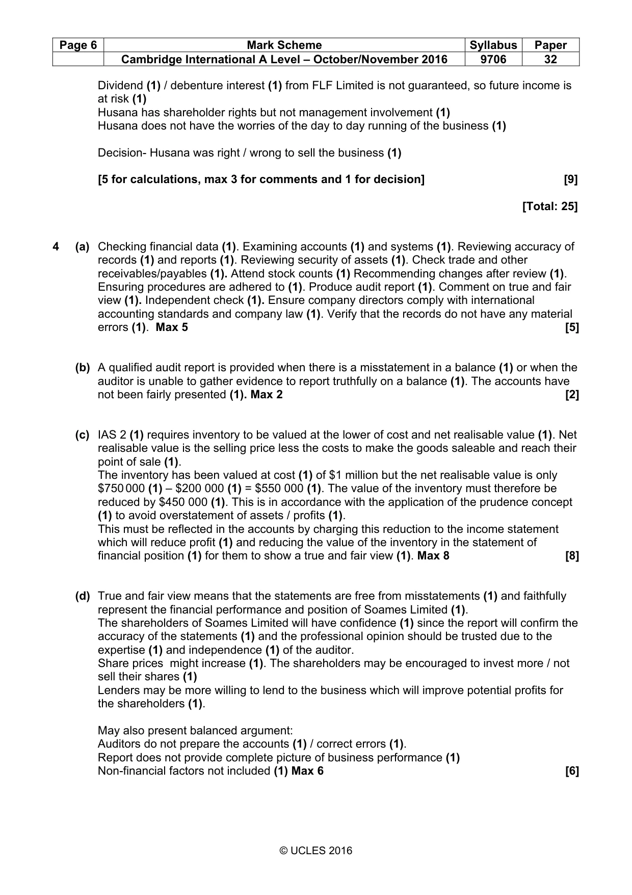 Mark scheme, page 6 of 10