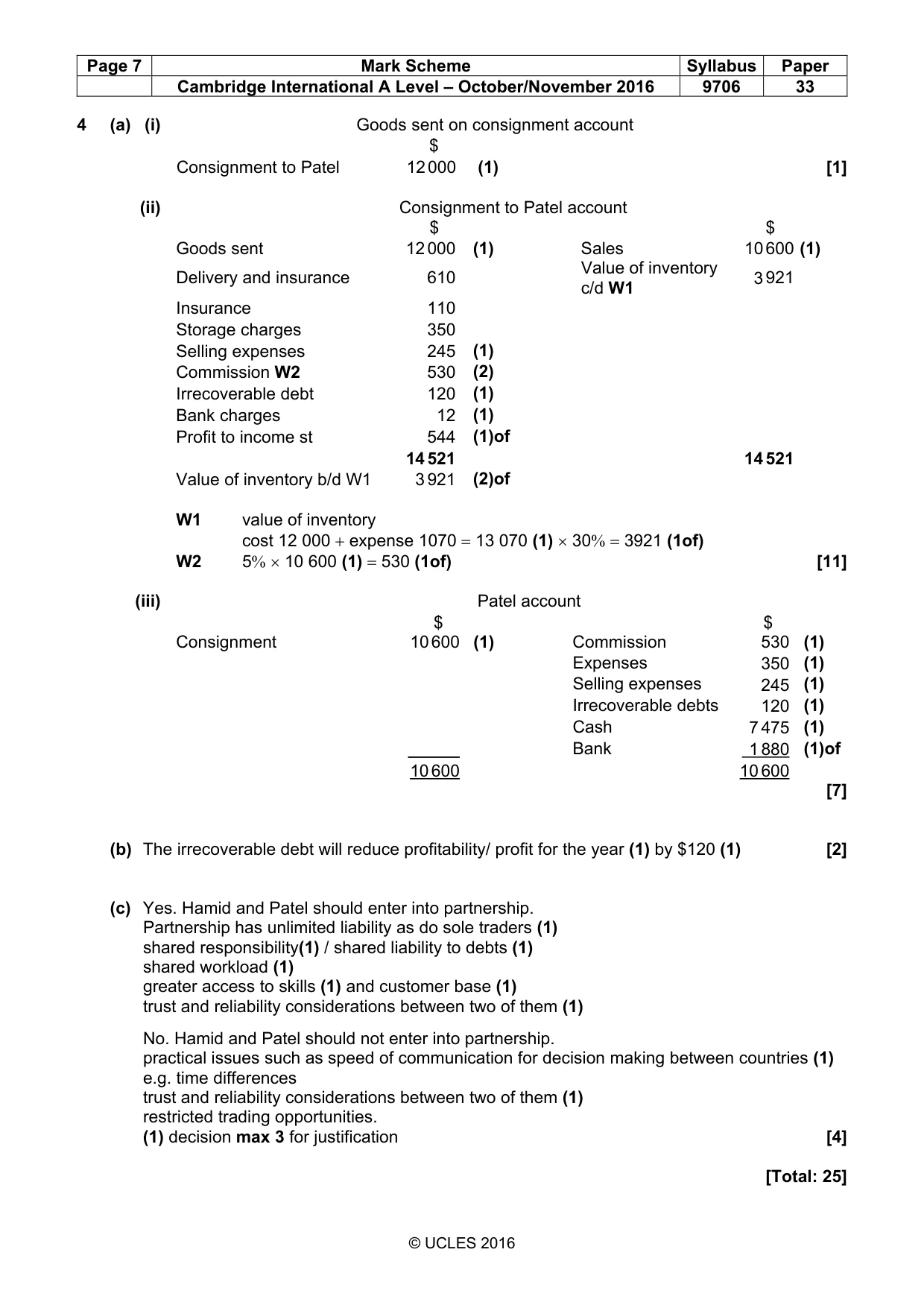 Mark scheme, page 7 of 10