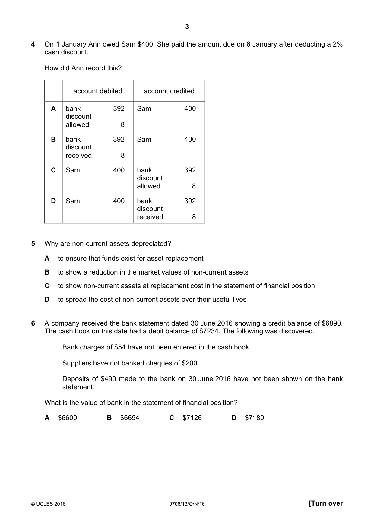 Cambridge A Level Accounting 9706 2016 Oct/Nov Paper 1 · Variant 3 question paper, page 3 of 12