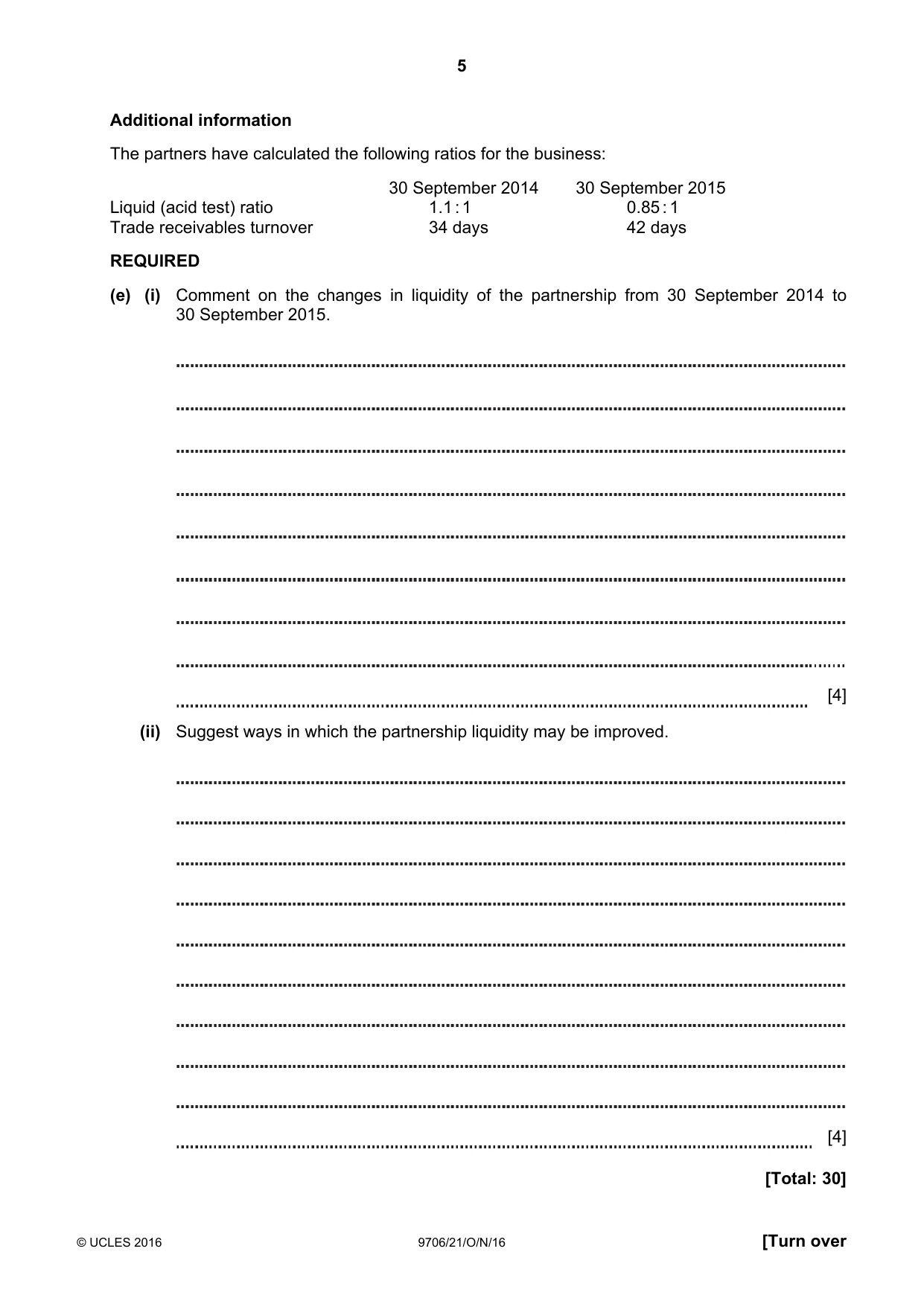 Cambridge A Level Accounting 9706 2016 Oct/Nov Paper 2 · Variant 1 question paper, page 5 of 16